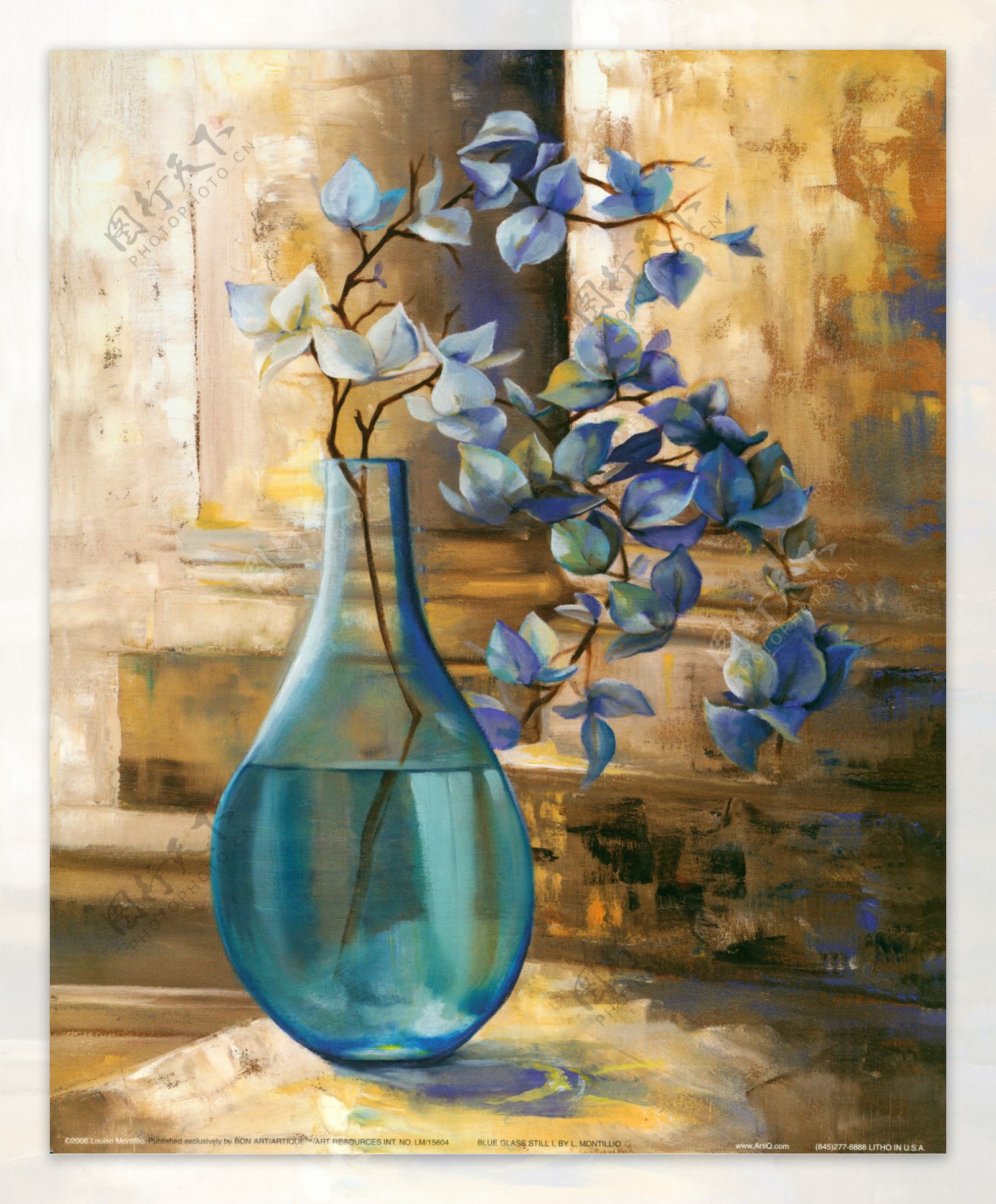 蓝色花瓶油画