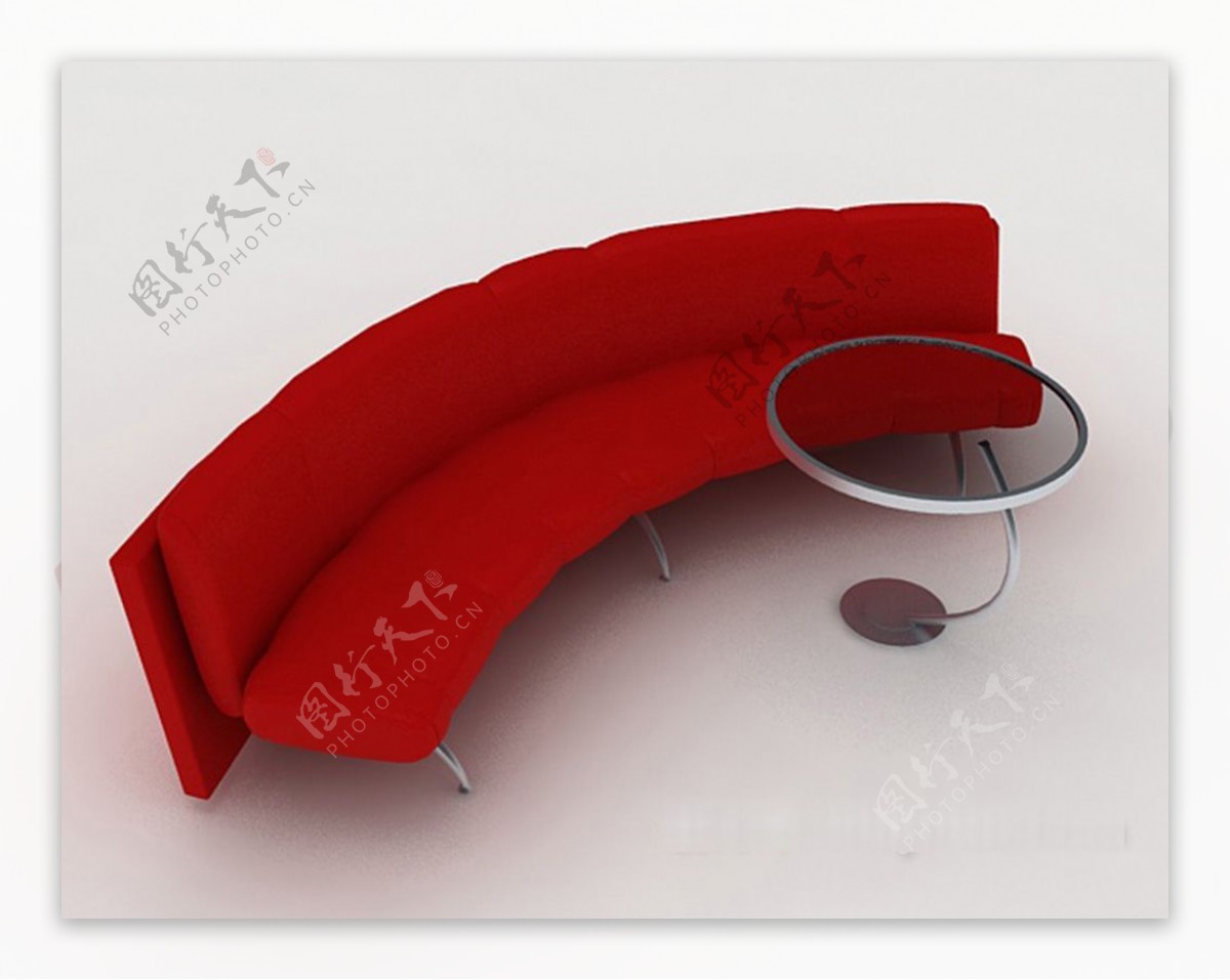 红色简单沙发3d模型下载