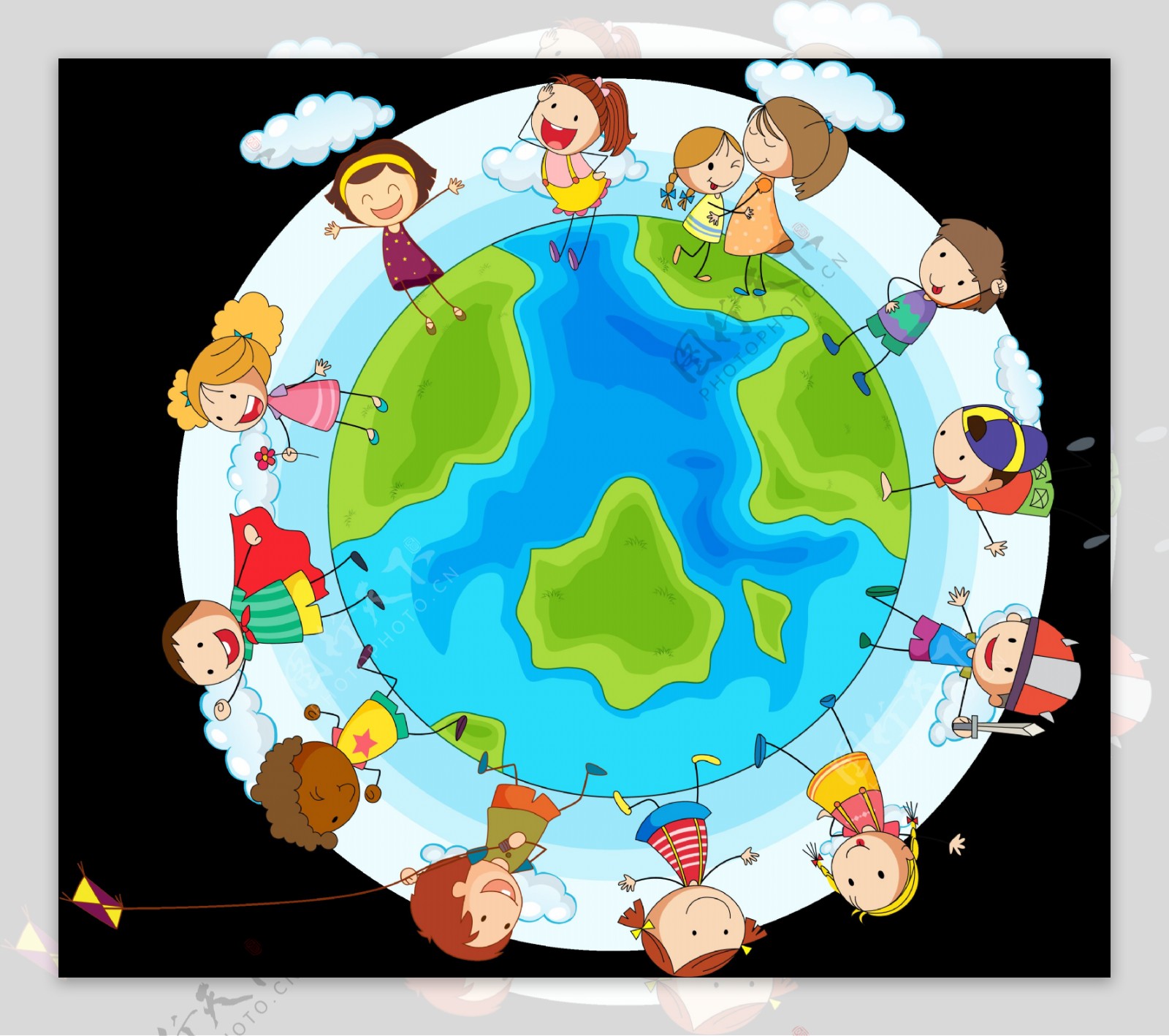 圍着地球手牽手的孩子AI圖案素材免費下載 - 尺寸2778 × 2778px - 圖形ID400943254 - Lovepik