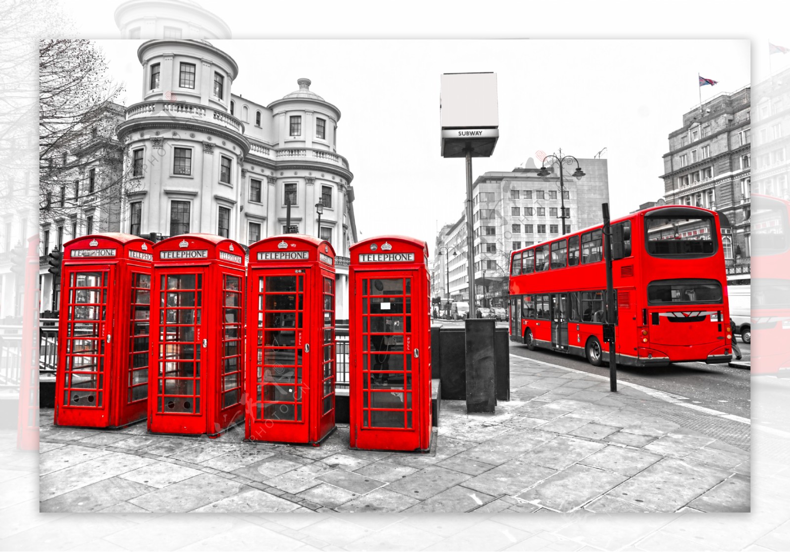 伦敦街头的电话亭图片