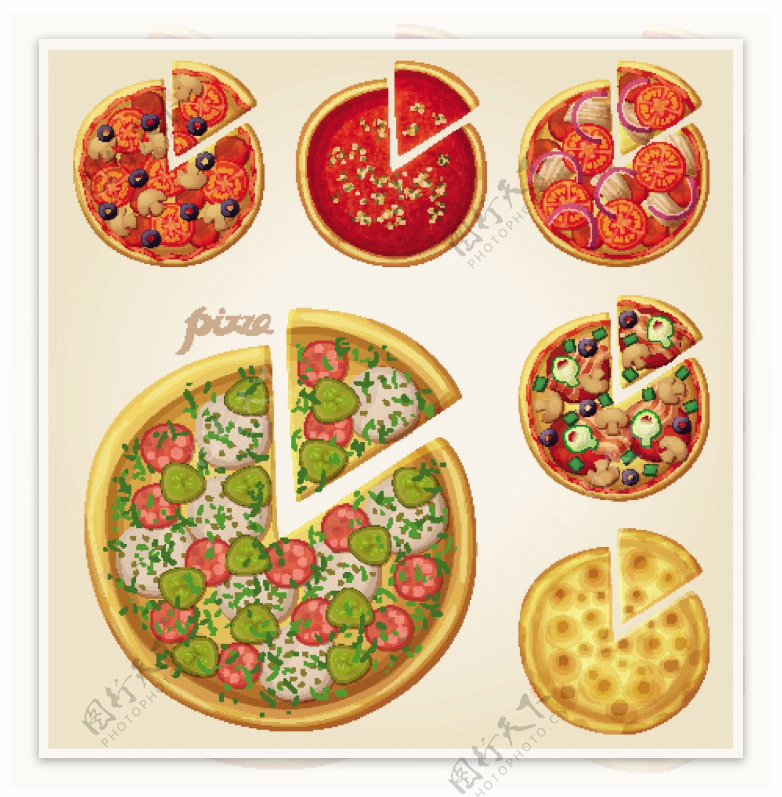美味披萨快餐设计矢量