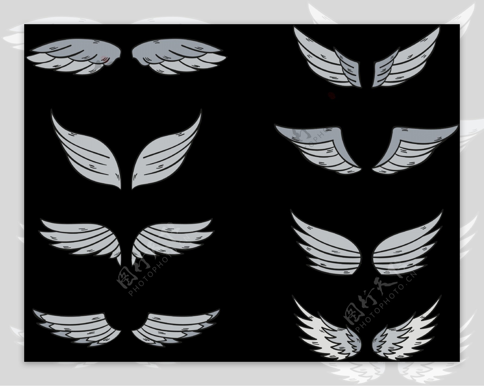 各种形状翅膀免抠png透明图层素材