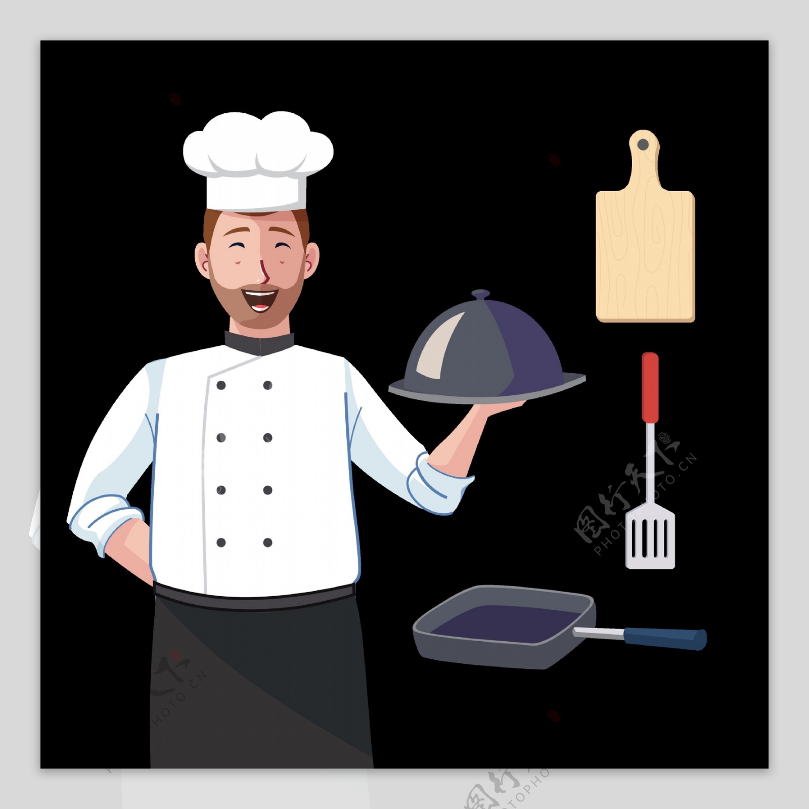厨师人物厨具插图免抠png透明图层素材