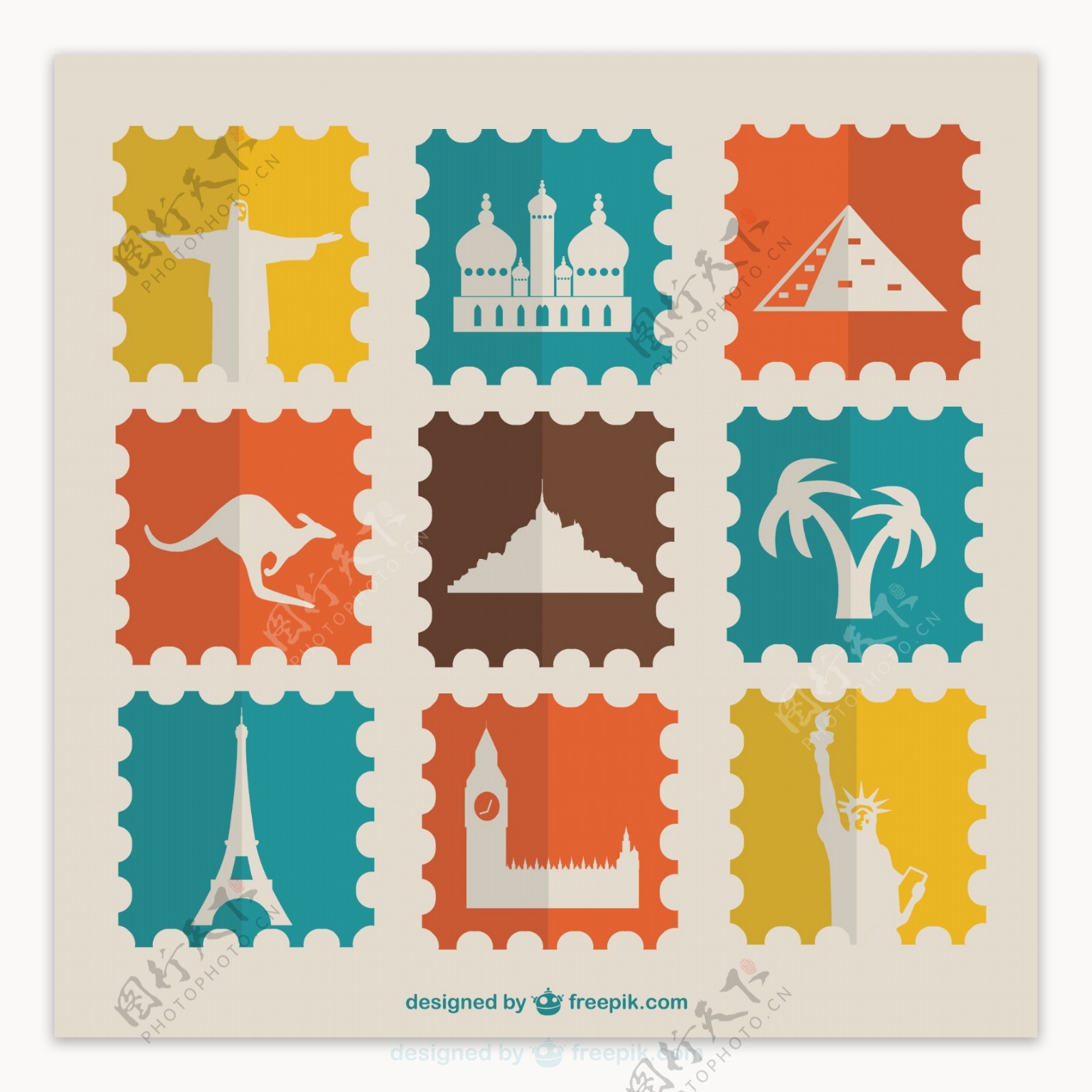 古董邮票集旅游地标