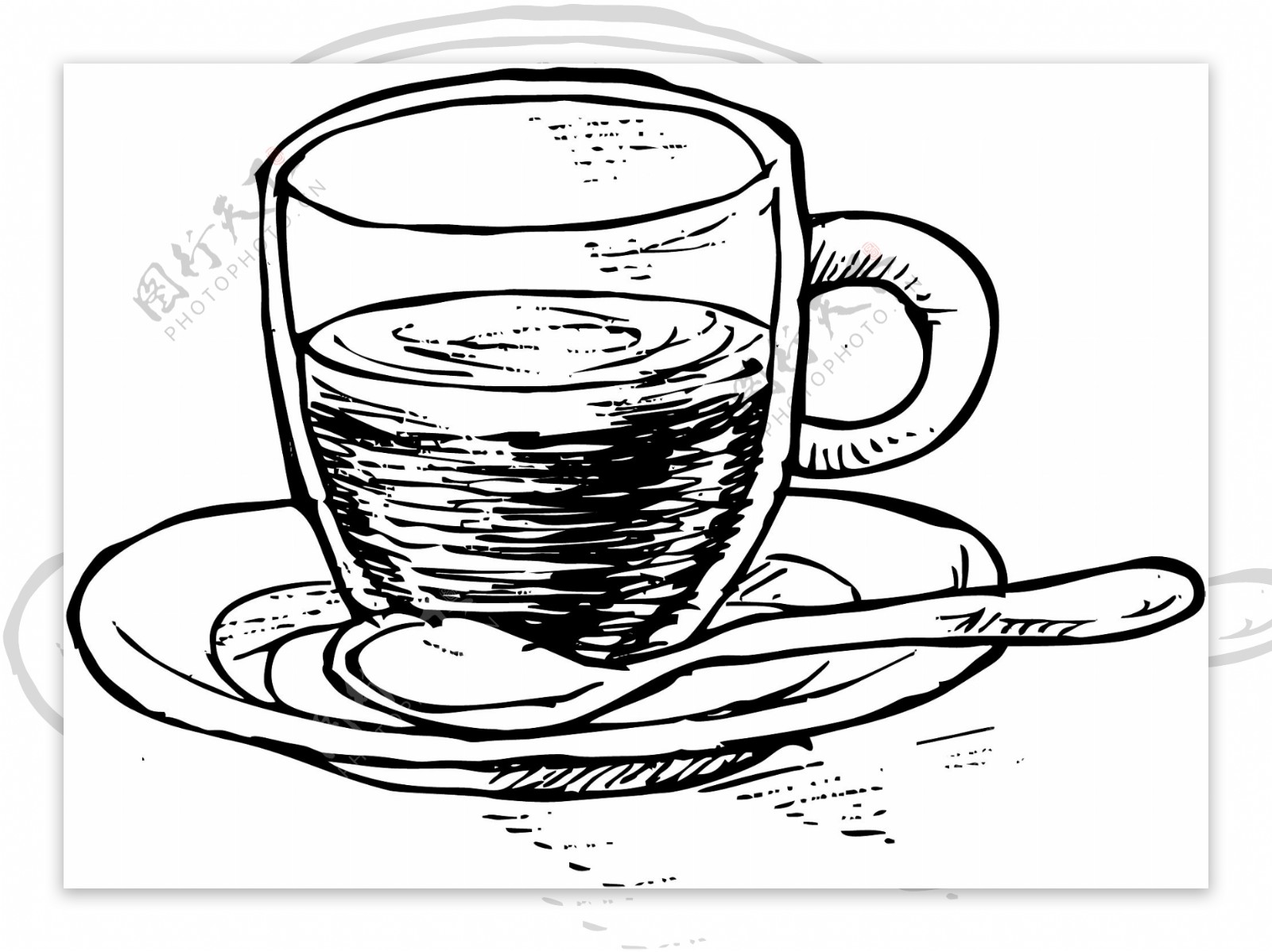 手绘彩铅咖啡杯矢量高清PNG免抠素材