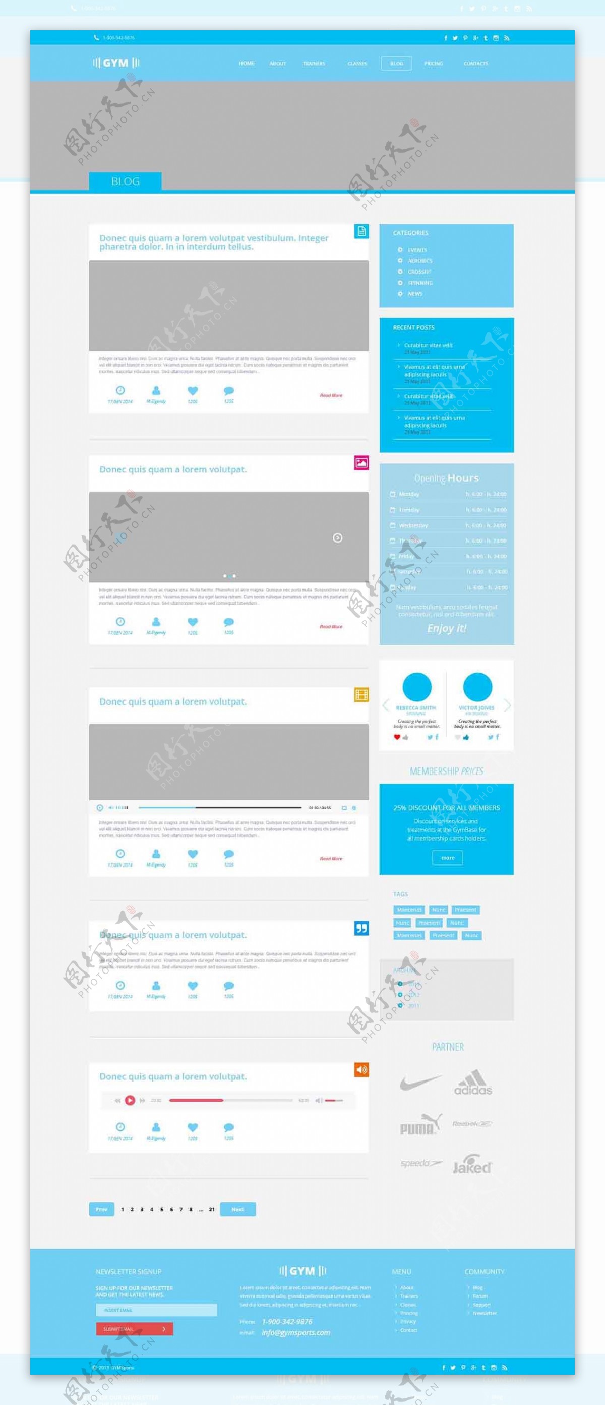 蓝色网页UI设计