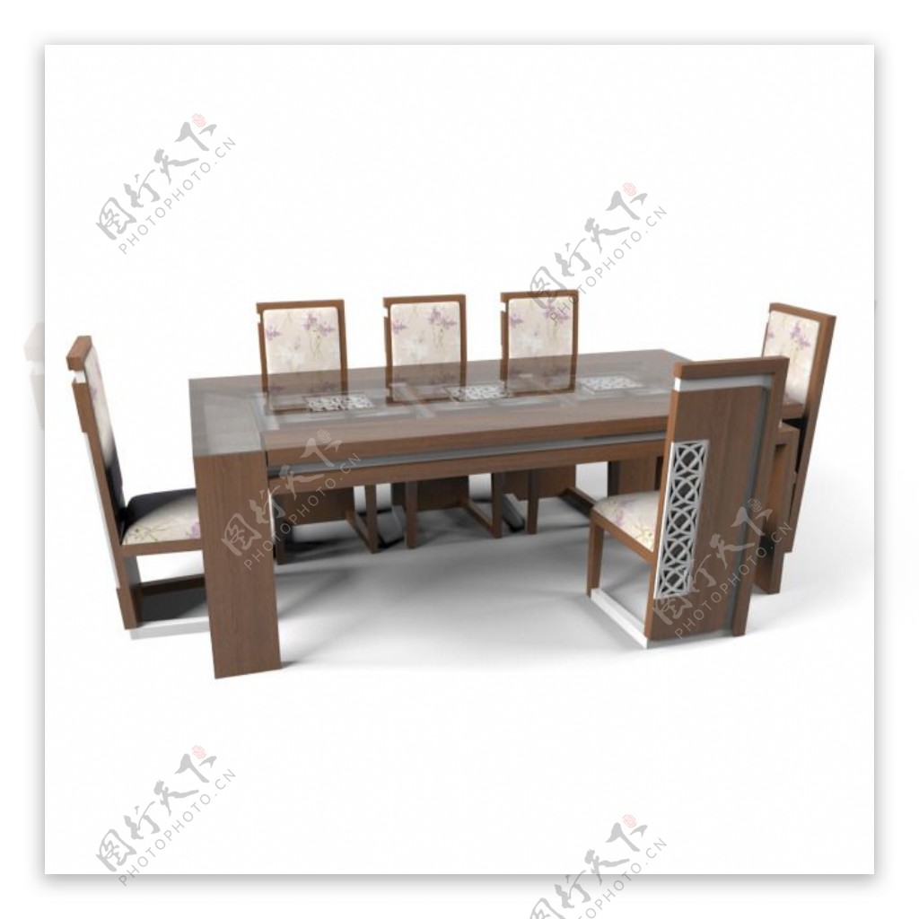 中式实木玻璃桌子椅子