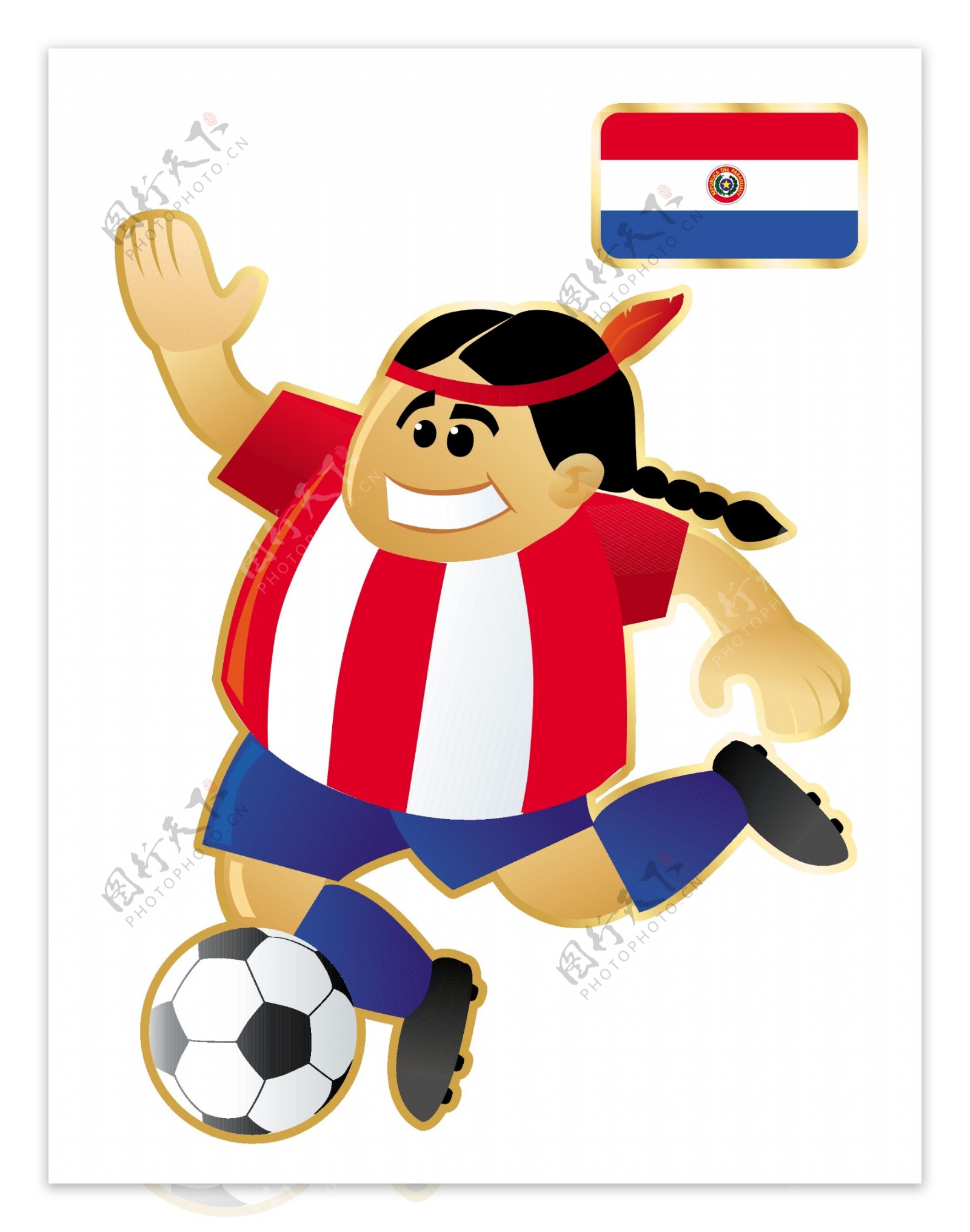 搞笑不同国家足球卡通人物形象矢量图