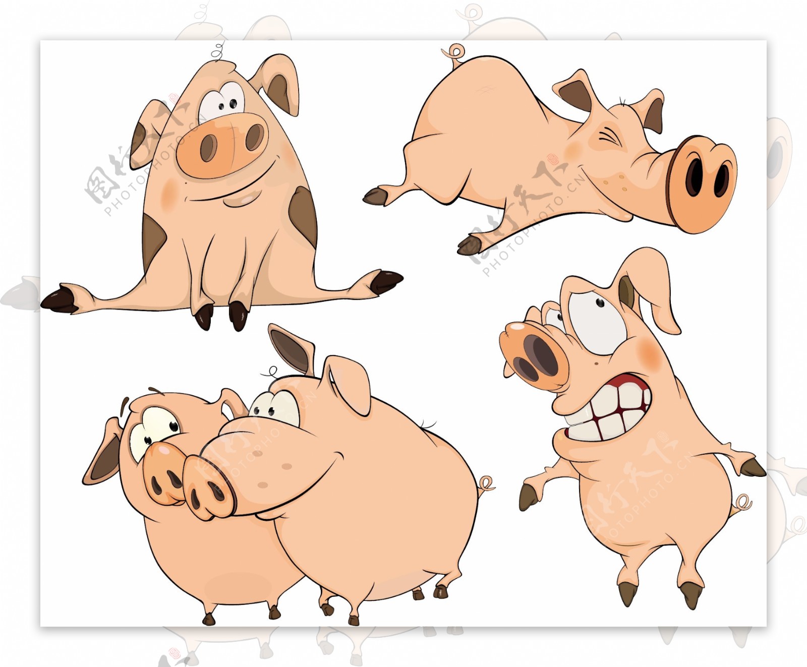 卡通可爱小猪矢量素材下载