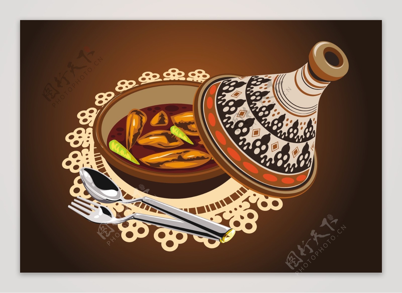 手绘印度美食插画