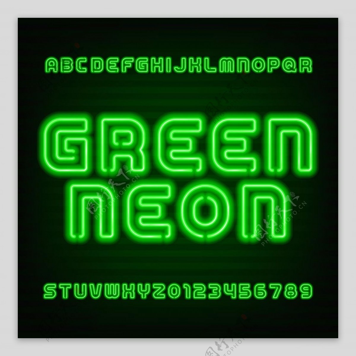 绿色霓虹字体设计矢量素材下载