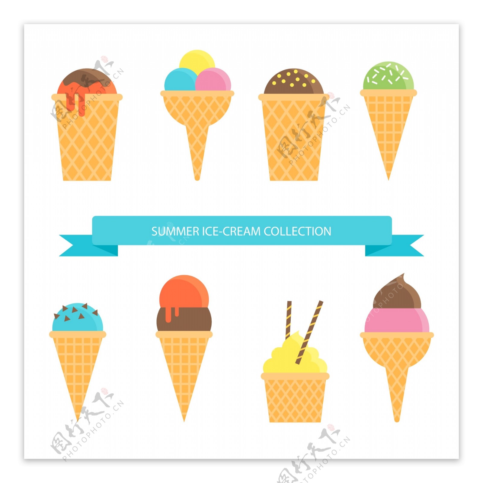 美食的冰淇淋插画