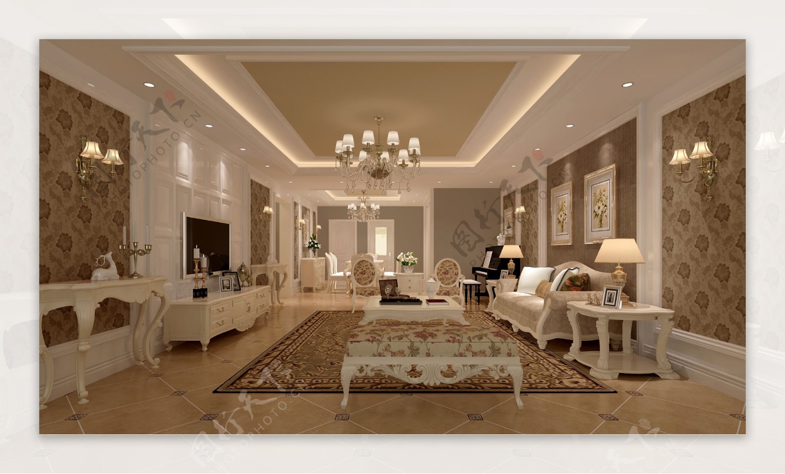 现代美式客厅装修效果图