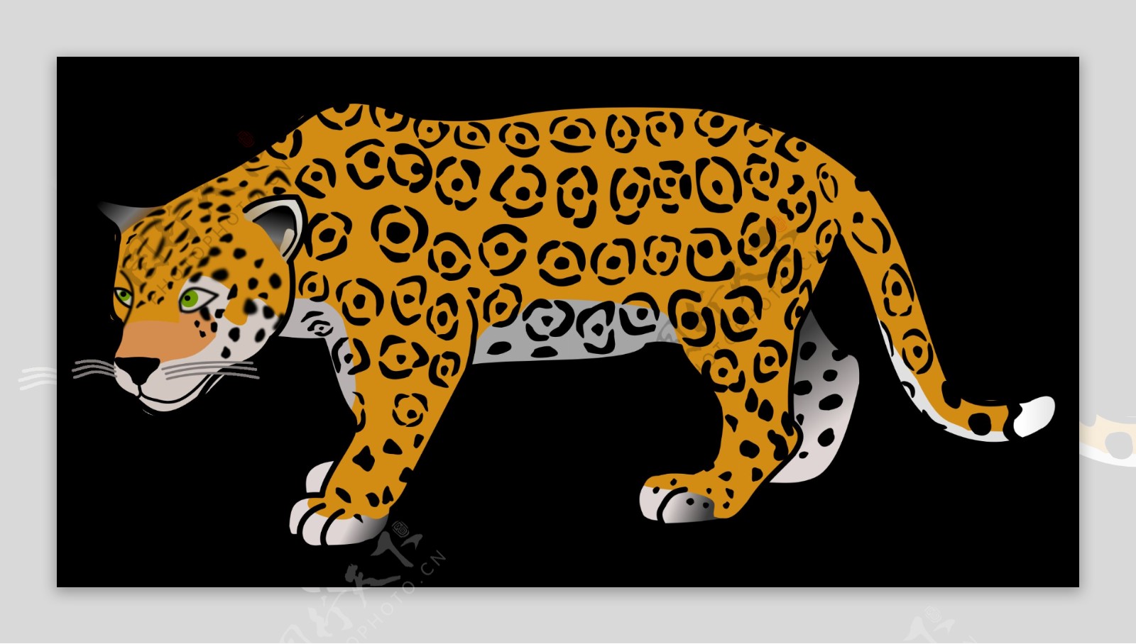 手绘黄色美洲虎免抠png透明图层素材