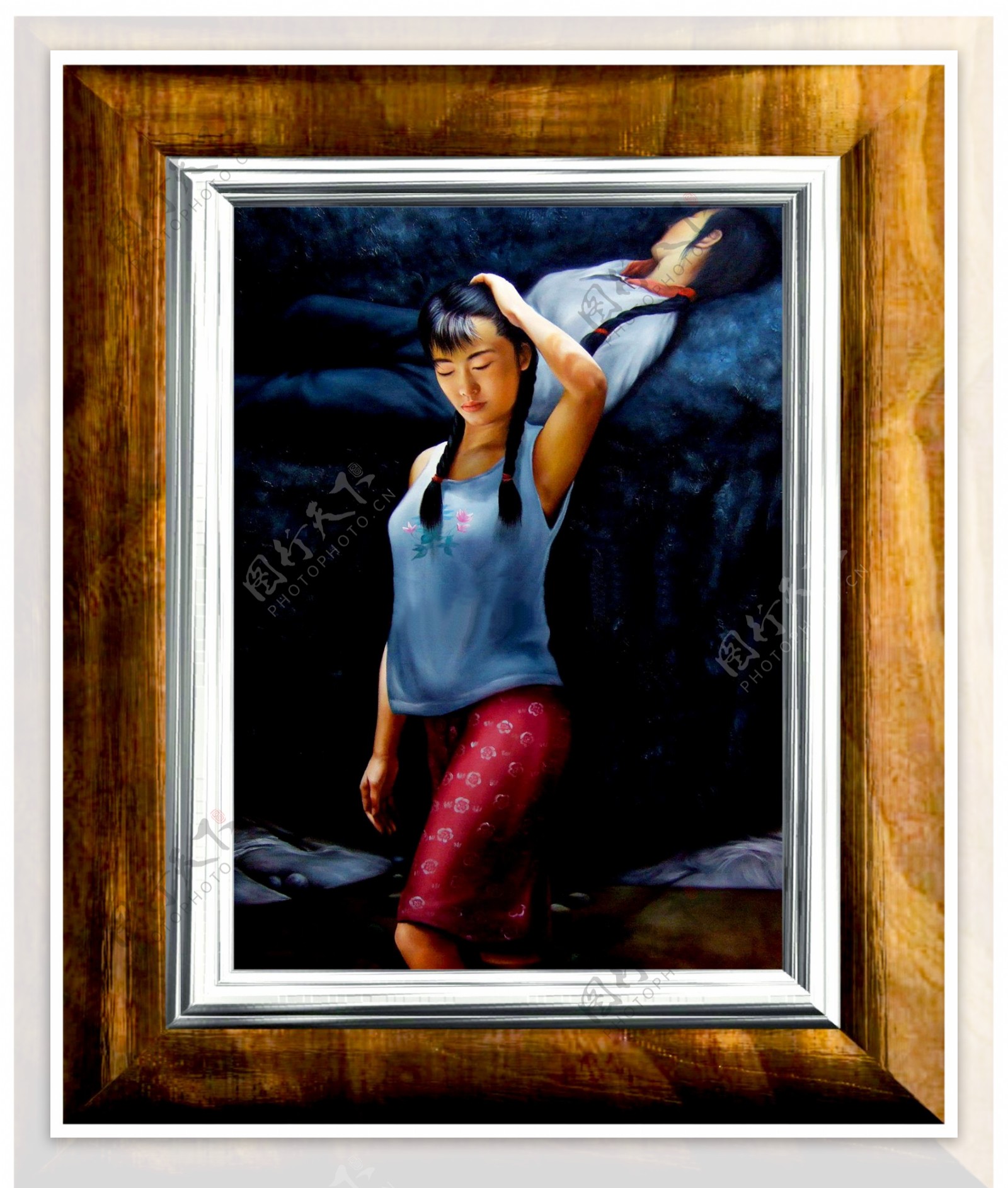 东方美女油画肖像图片