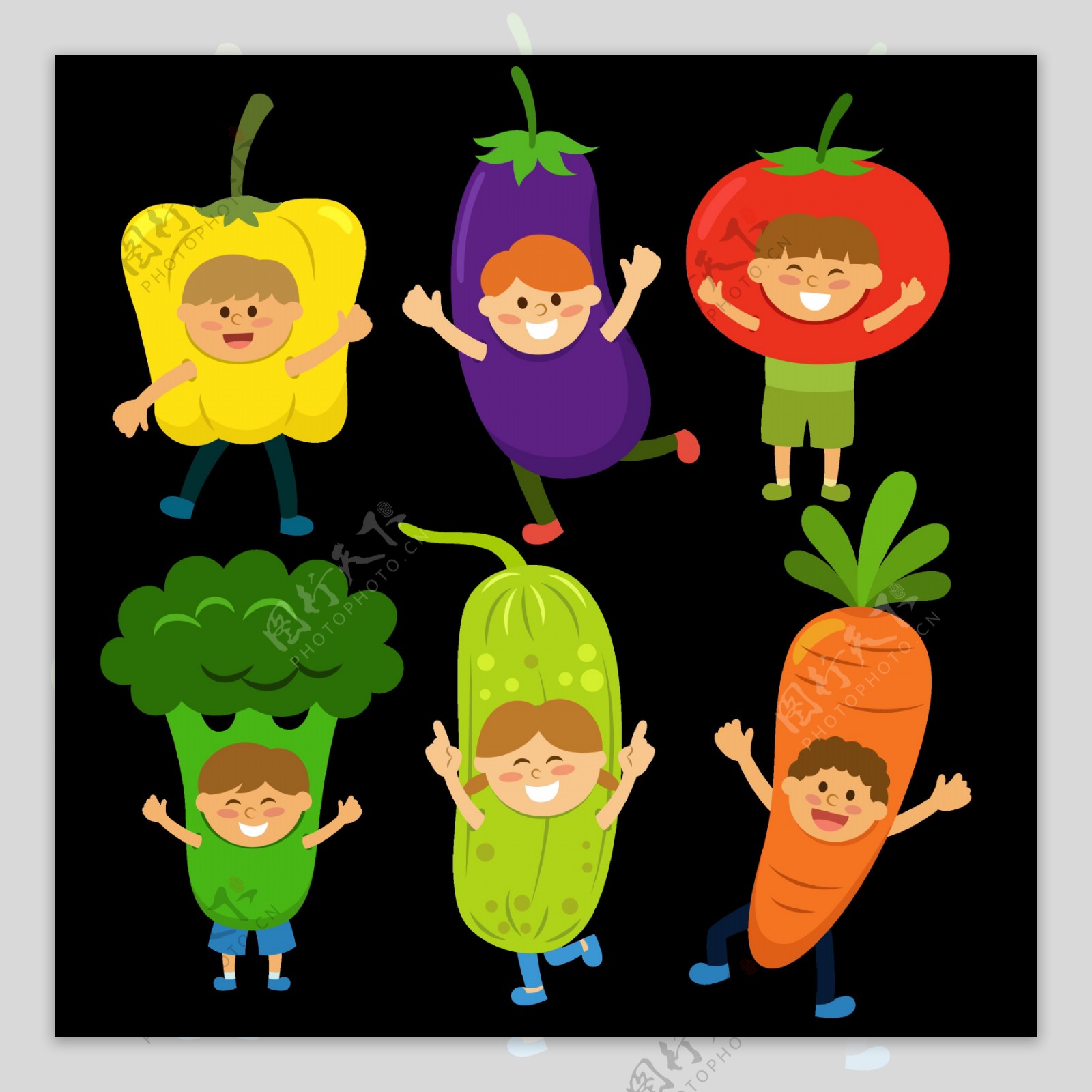 可爱卡通蔬菜免抠png透明图层素材