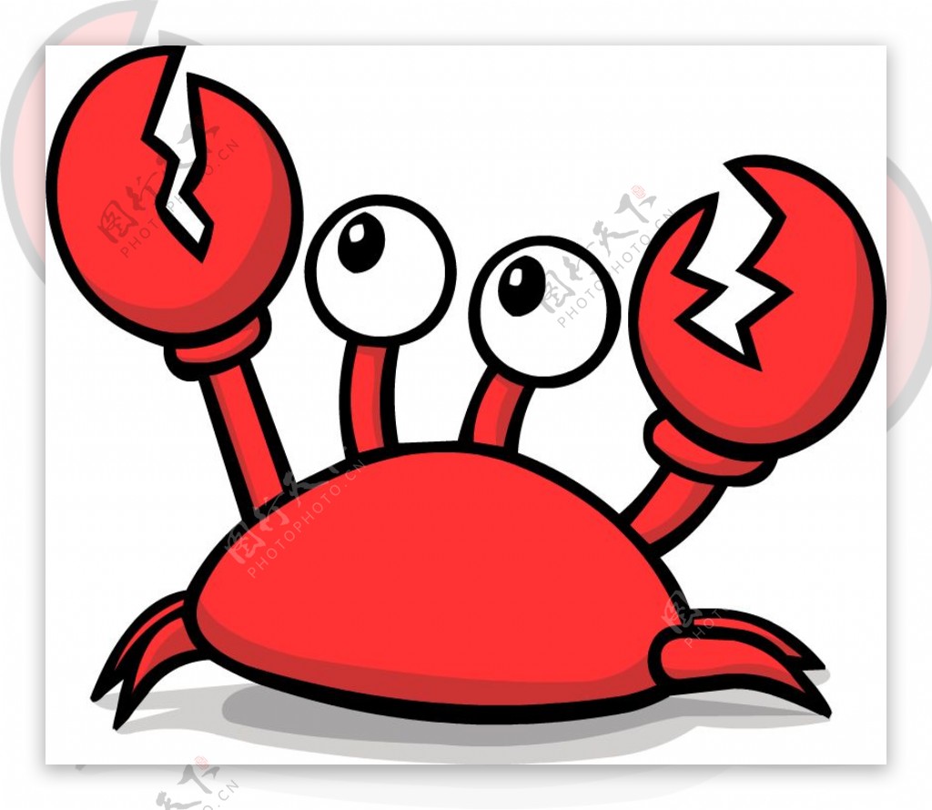 红色卡通螃蟹图案免抠png透明图层素材