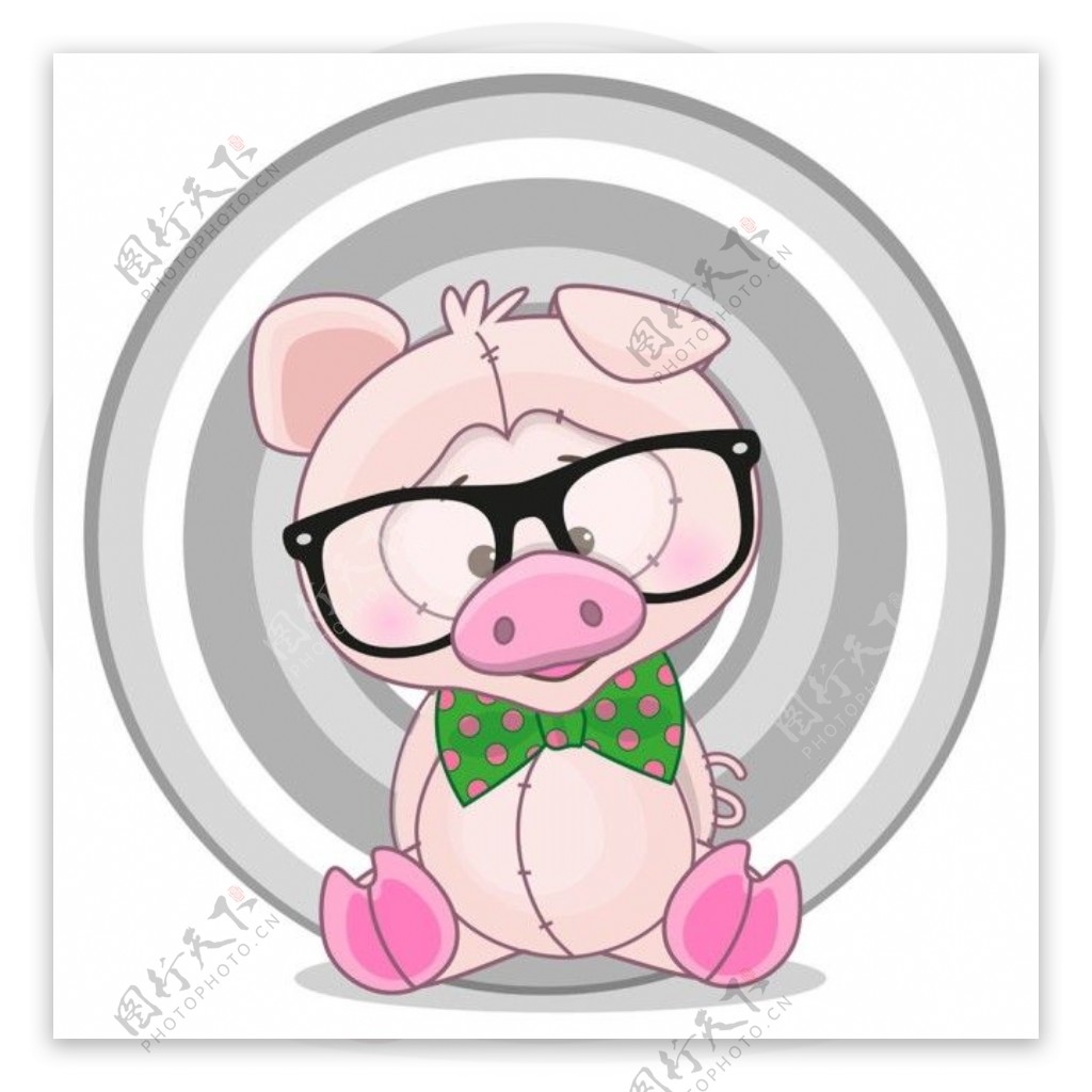 戴眼镜的卡通猪图片