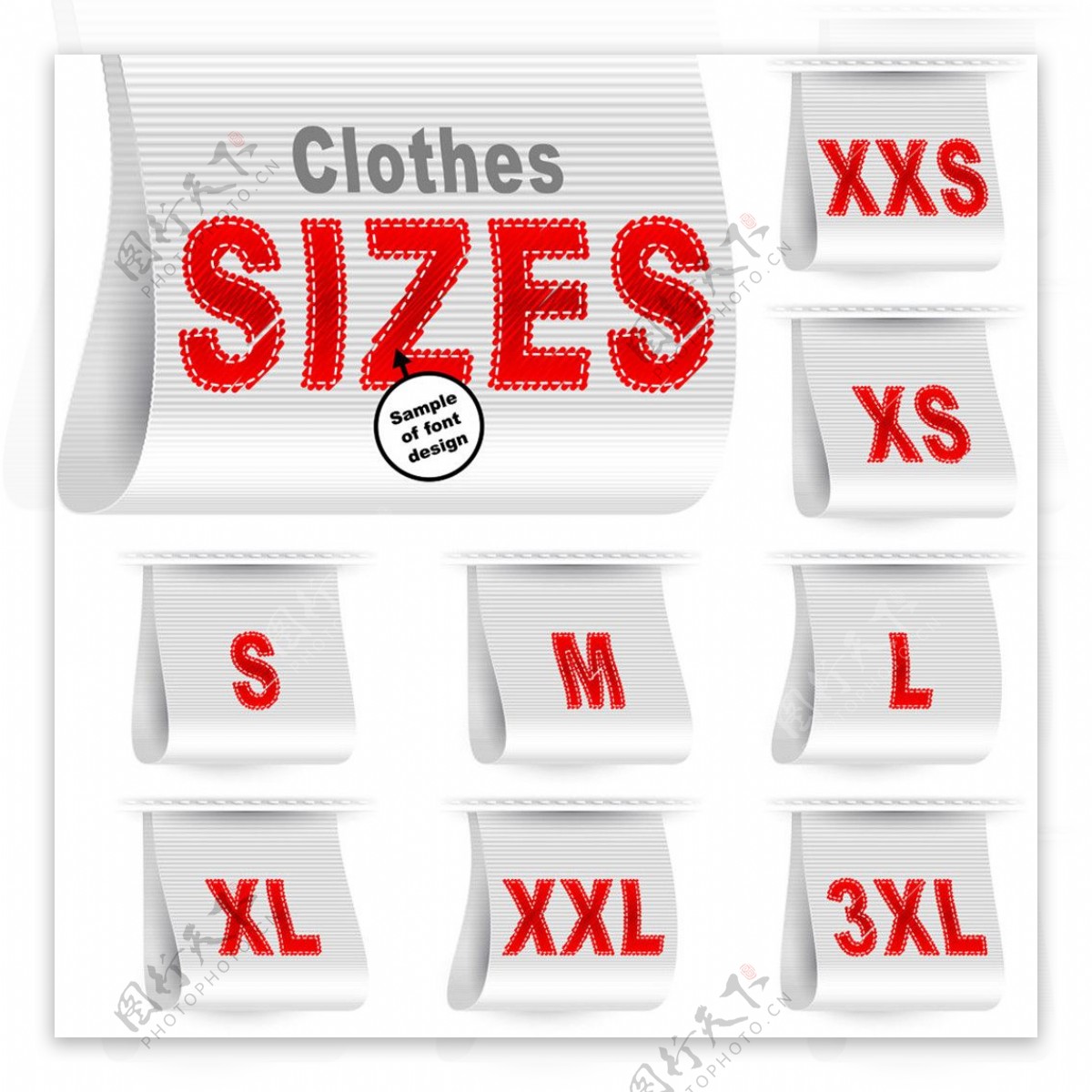 衣服规格大小标签图案设计图片