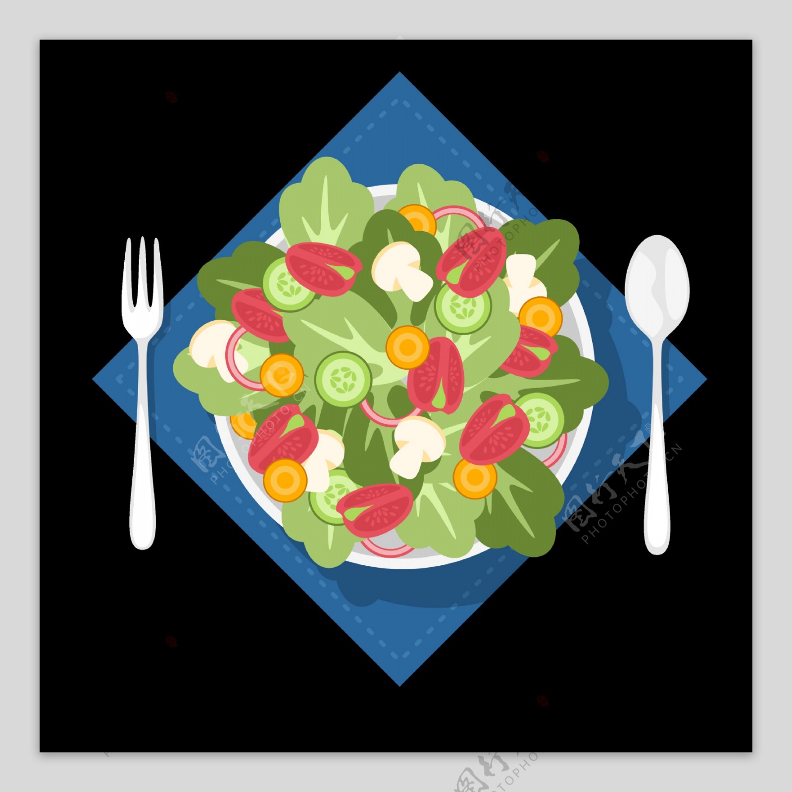 一盘蔬菜插图免抠png透明图层素材