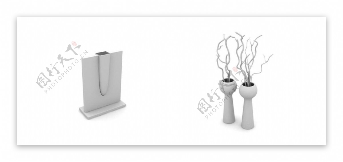 白色装饰创意花瓶3D模型设计