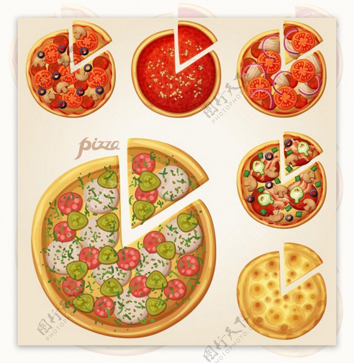 美味披萨快餐设计矢量素材