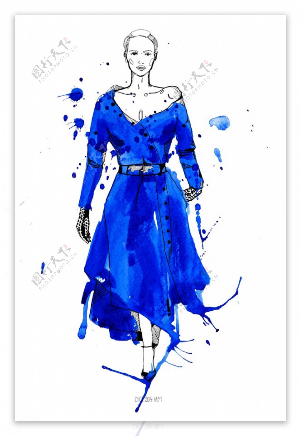 蓝色连衣裙设计图
