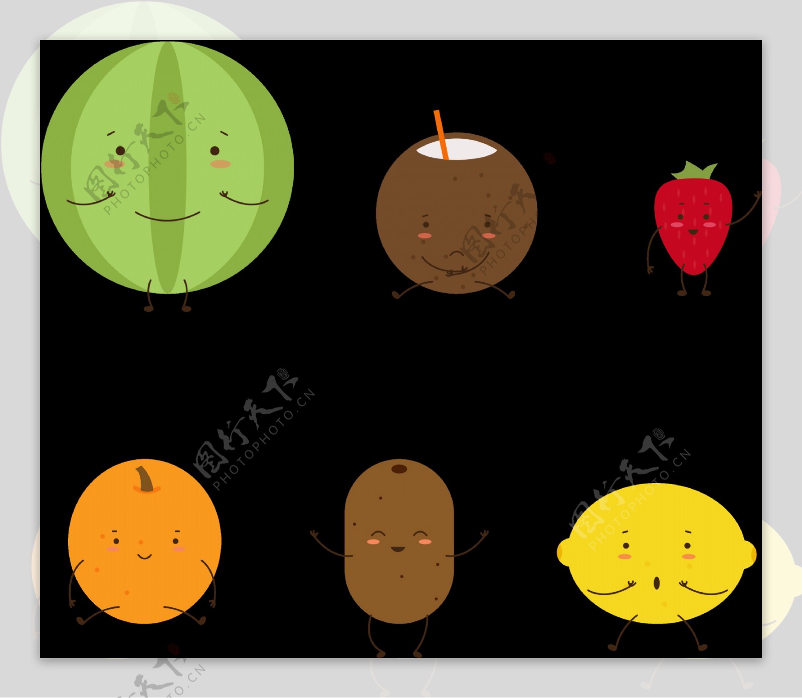水果可爱表情图标免抠png透明图层素材
