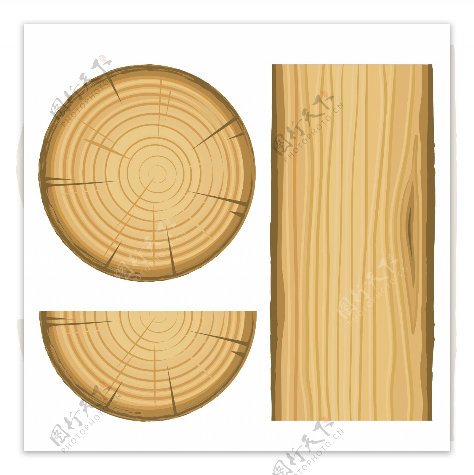 木材的各种矢量插图