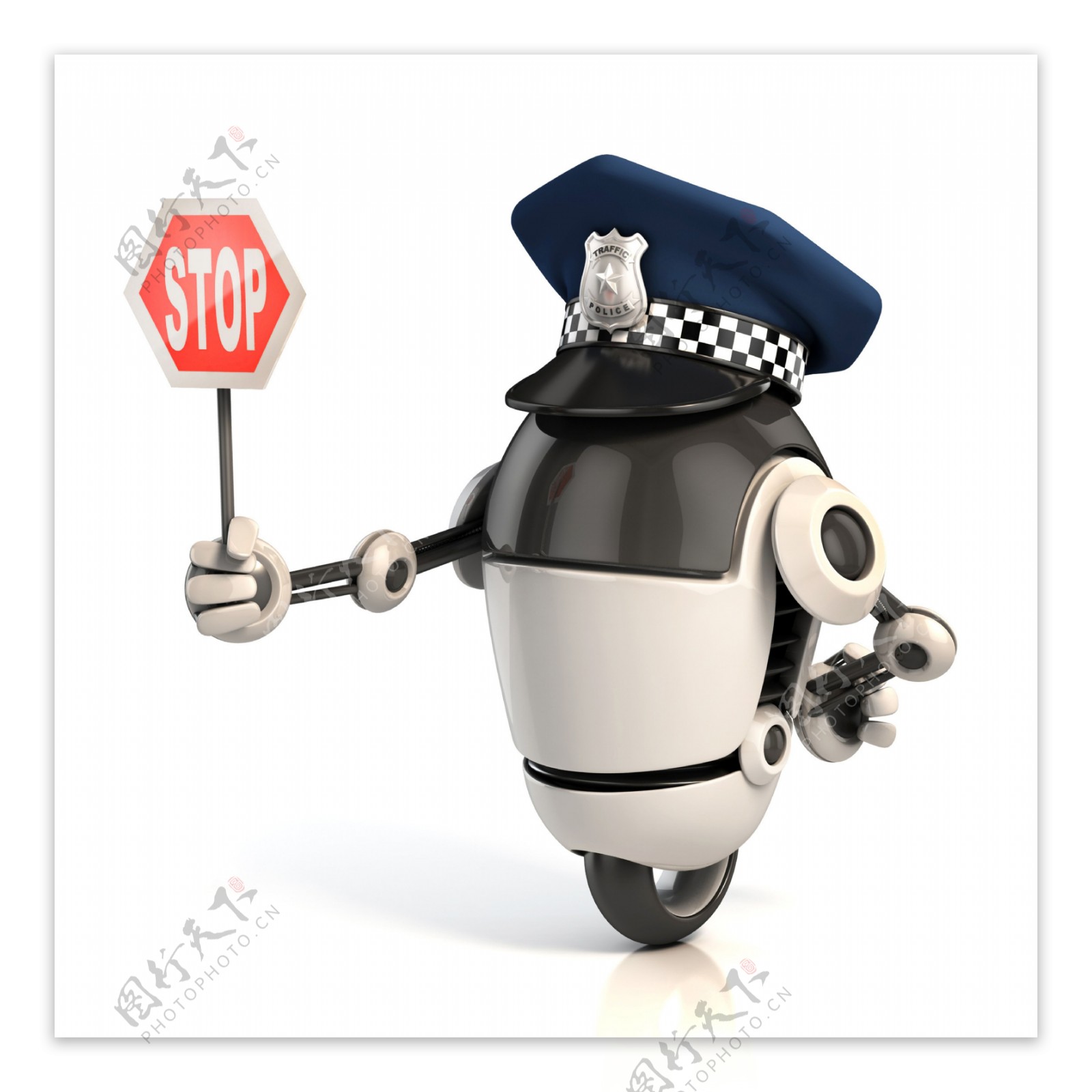 举着警告牌的机器人警察图片