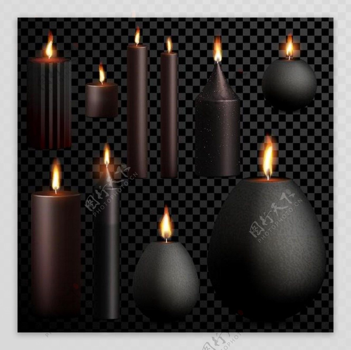黑色蜡烛矢量图
