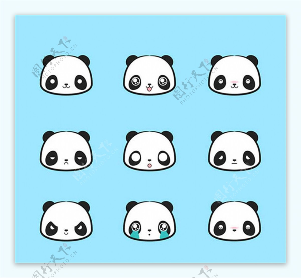 可爱熊猫头像矢量
