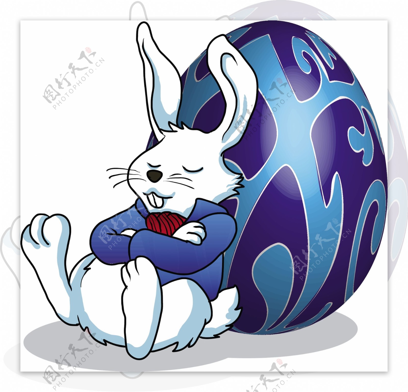 复活节彩蛋与卡通兔子