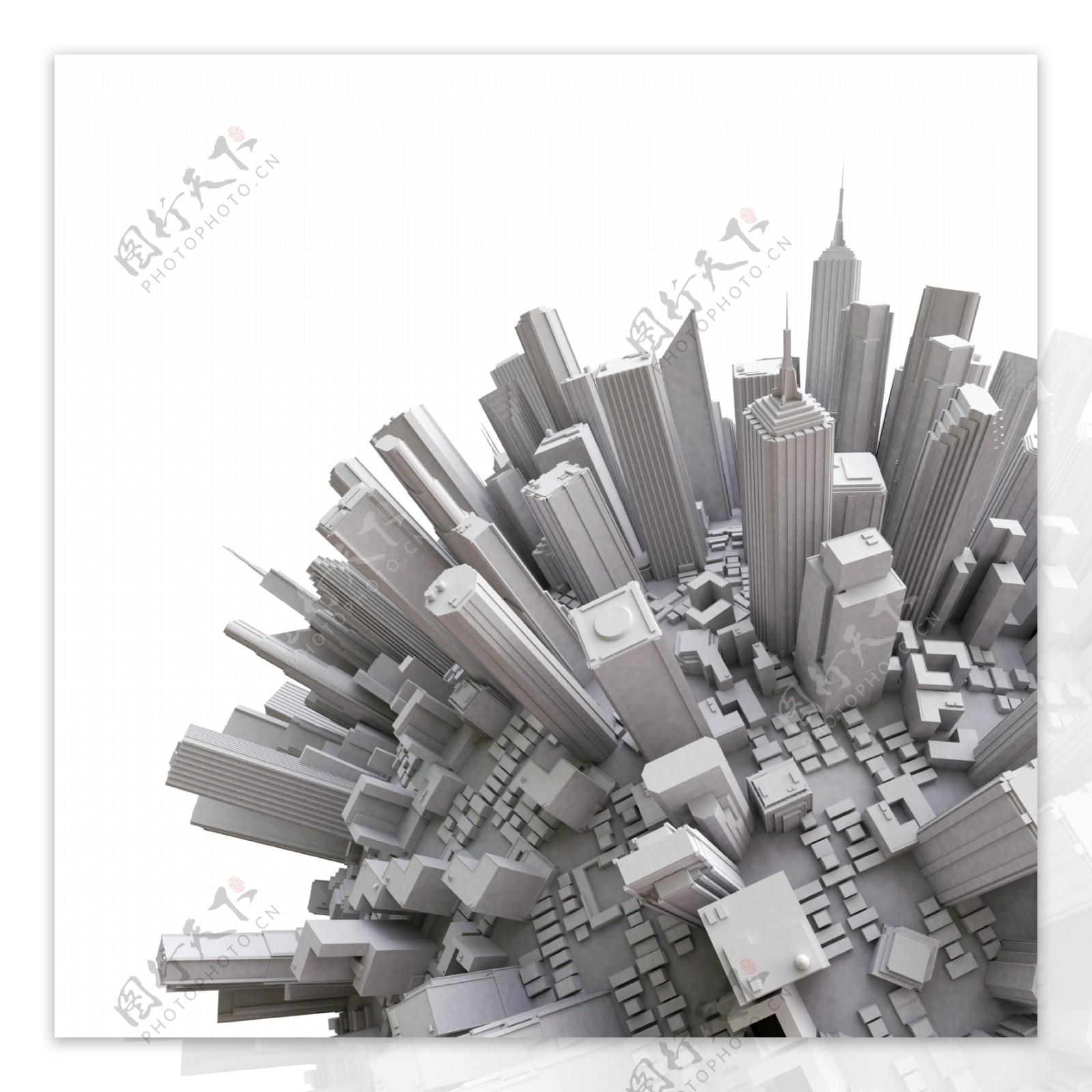 地球和城市建筑模型图片
