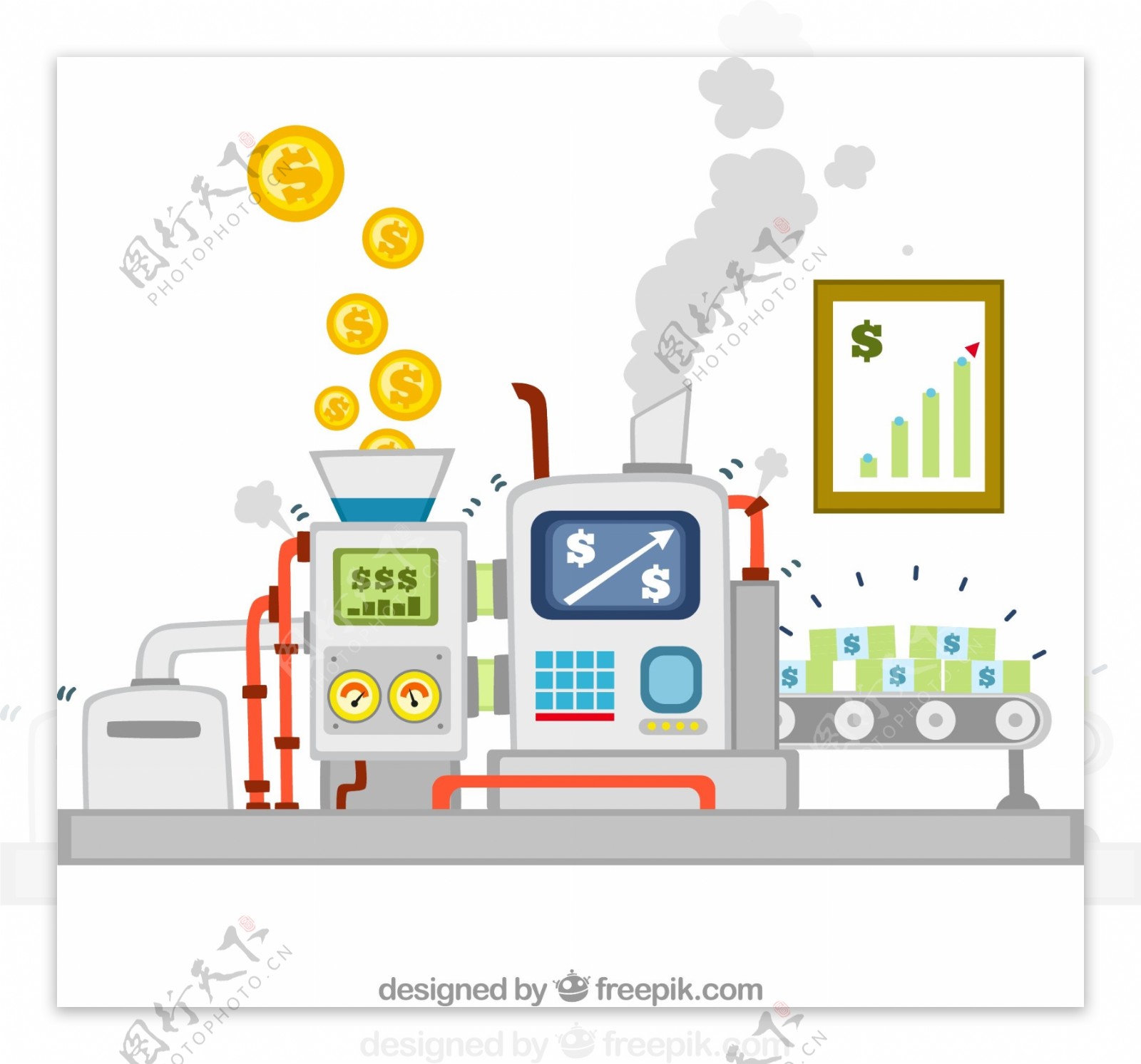 金币加工厂矢量素材图片