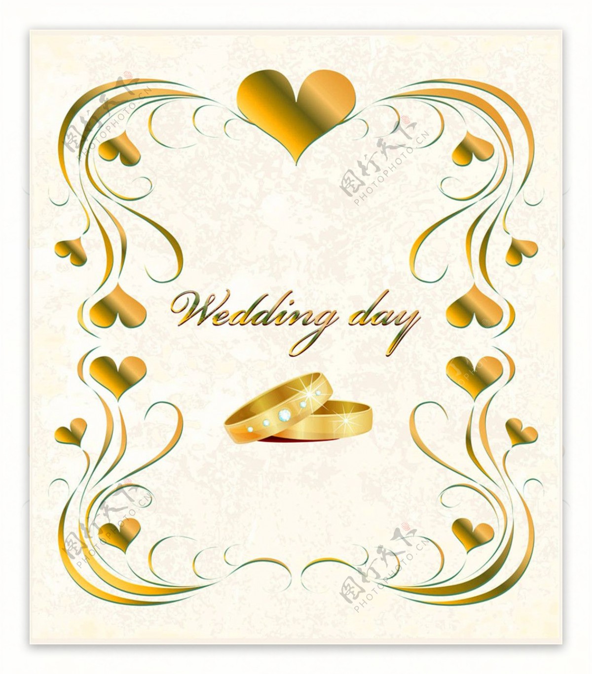 心形花纹婚礼卡片边框素材图片