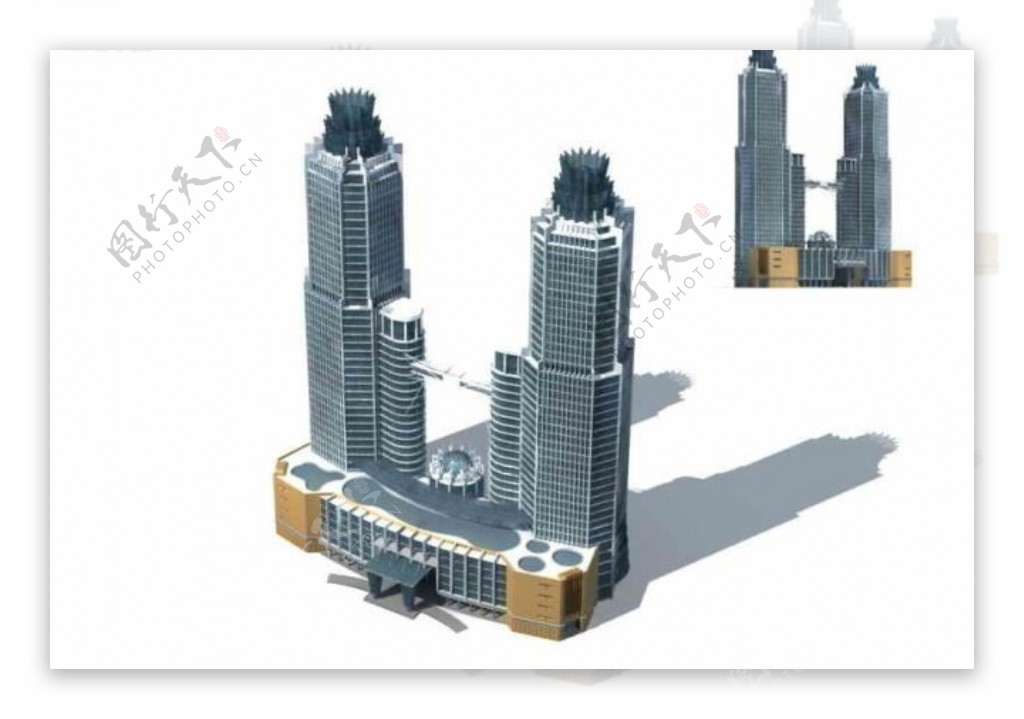 H型创意商务大厦3D模型
