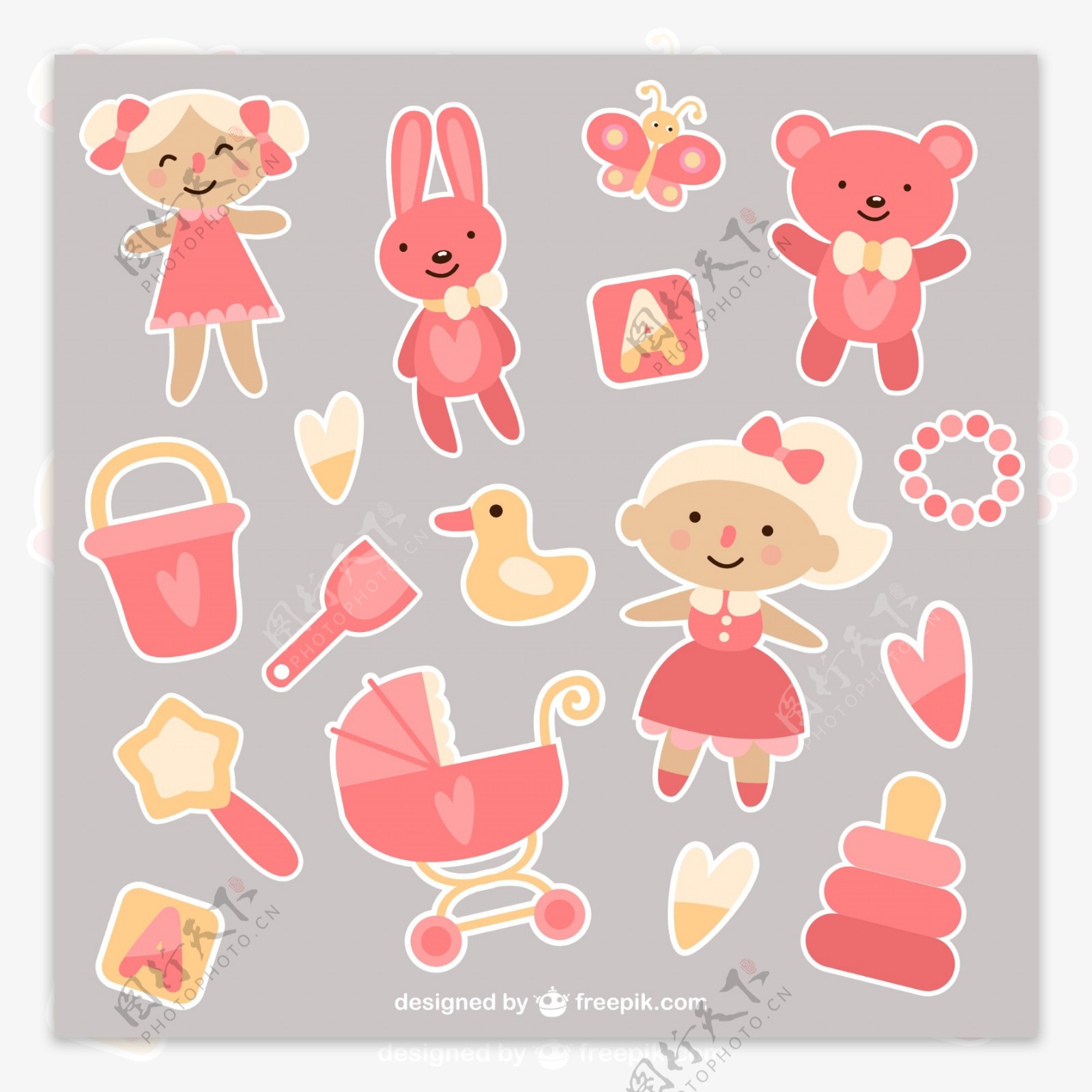 粉色婴儿玩具矢量素材图片