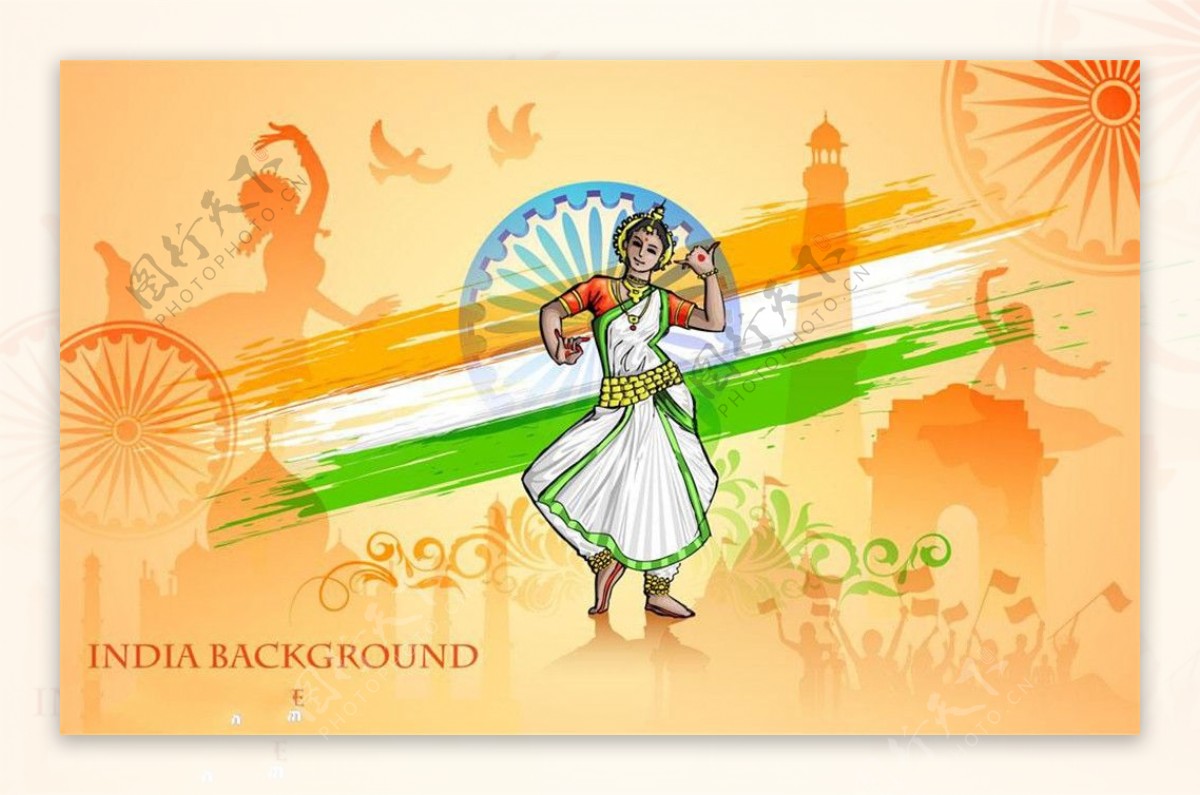 跳舞的卡通印度女人图片