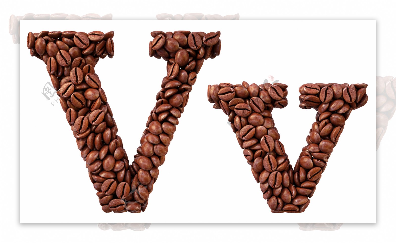 咖啡豆组成的字母V图片