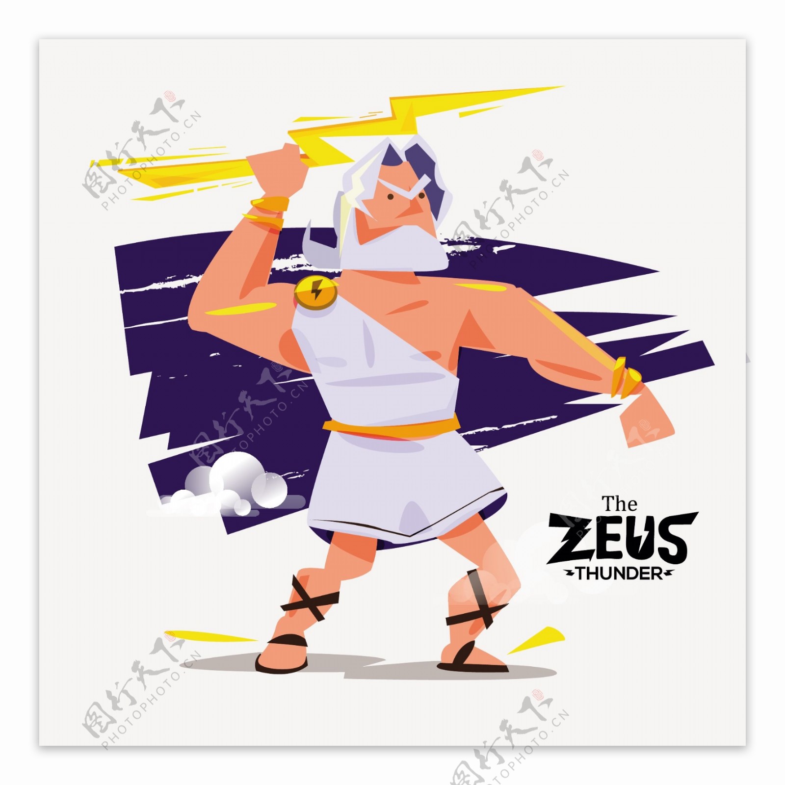 卡通希腊众神之神宙斯矢量素材