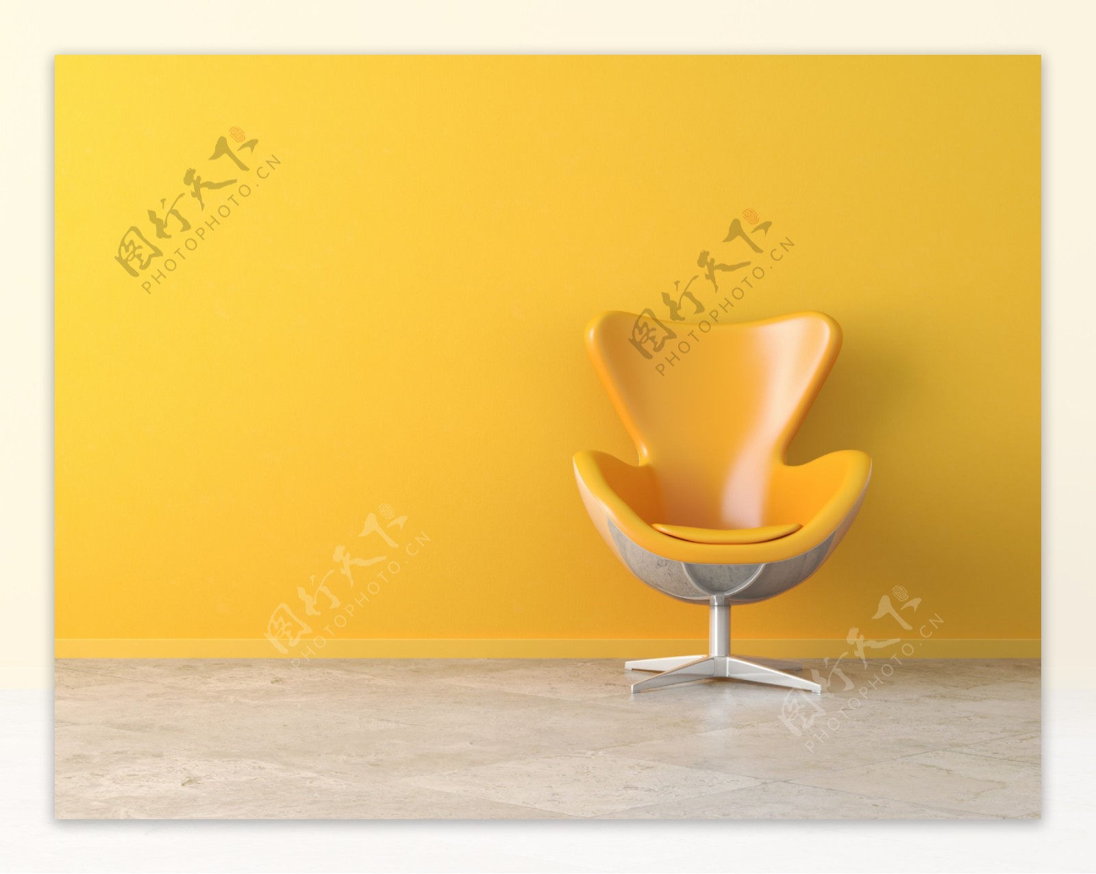 黄色墙边的椅子