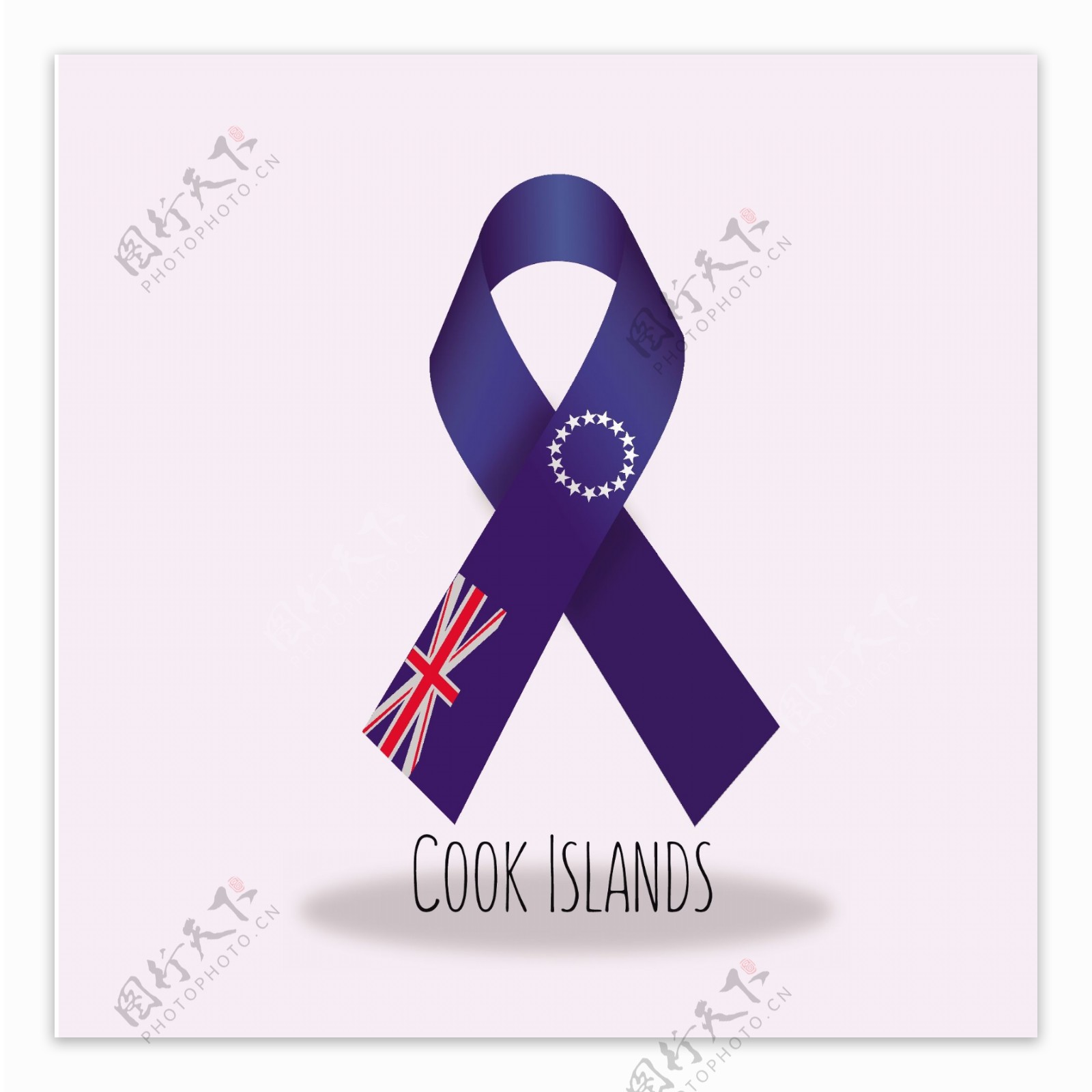 库克群岛国旗丝带设计矢量素材