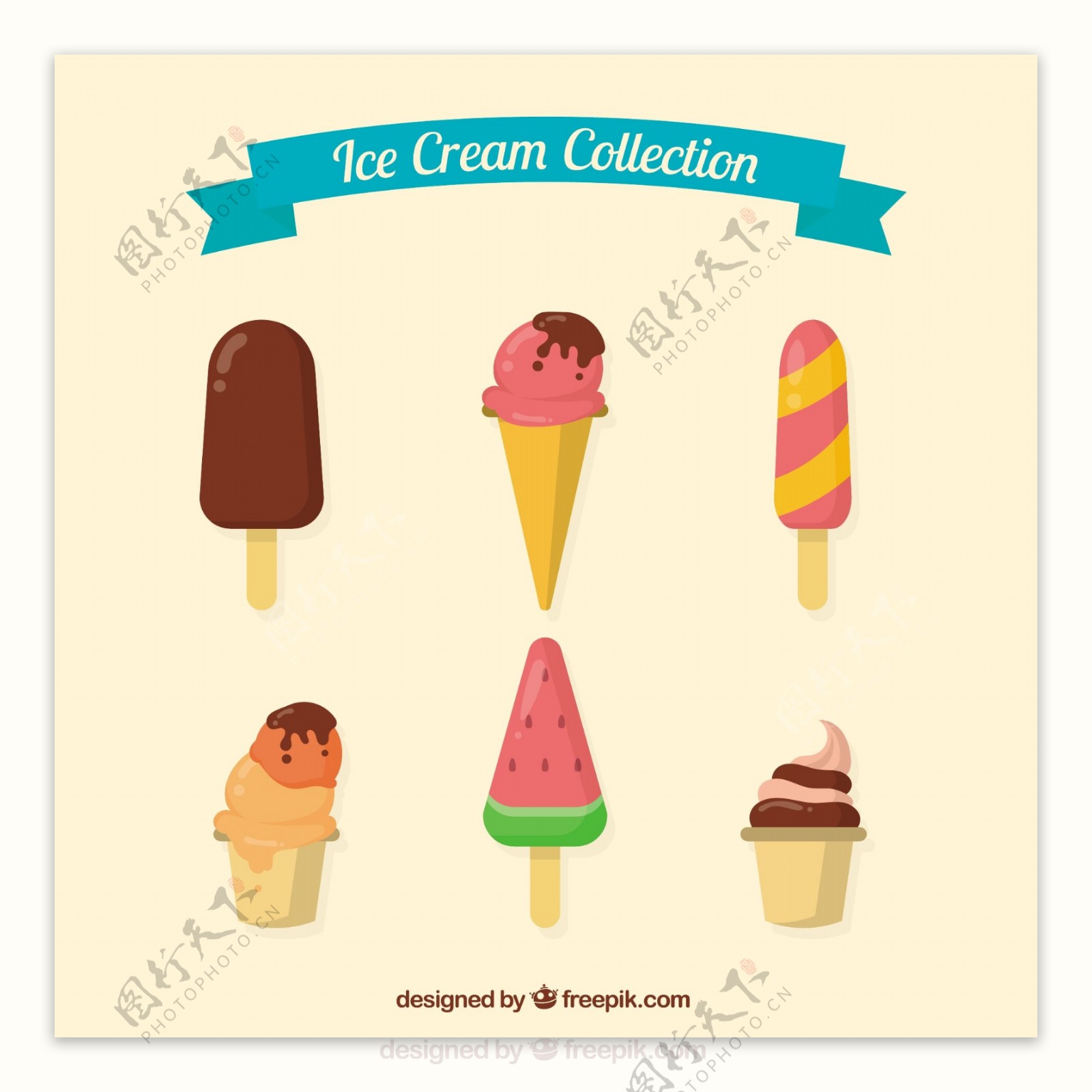 美味的冰淇淋雪糕平面设计素材