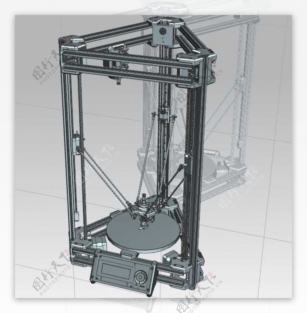 科塞尔三角洲机3D打印机机械模型