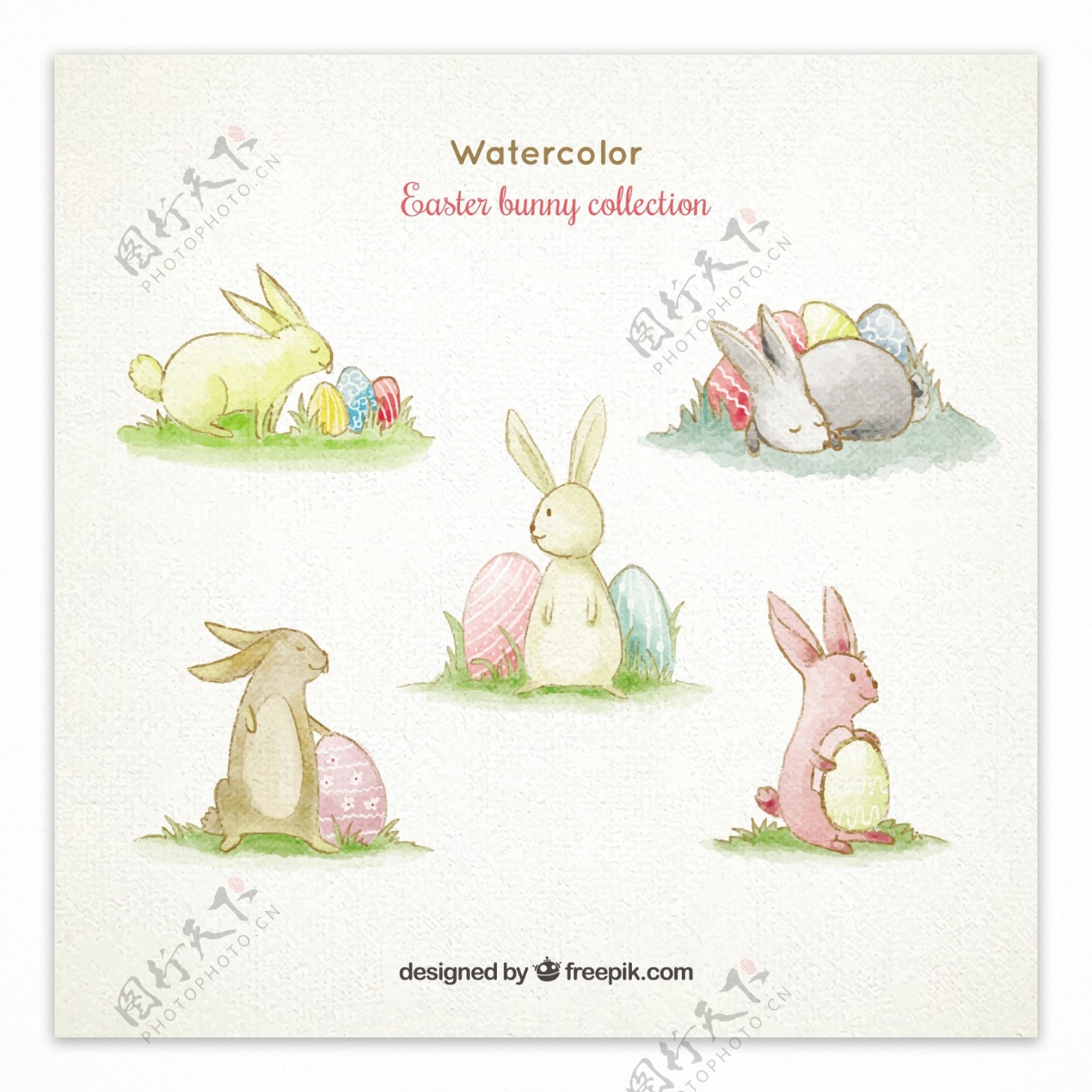 水彩可爱的复活节兔子收藏