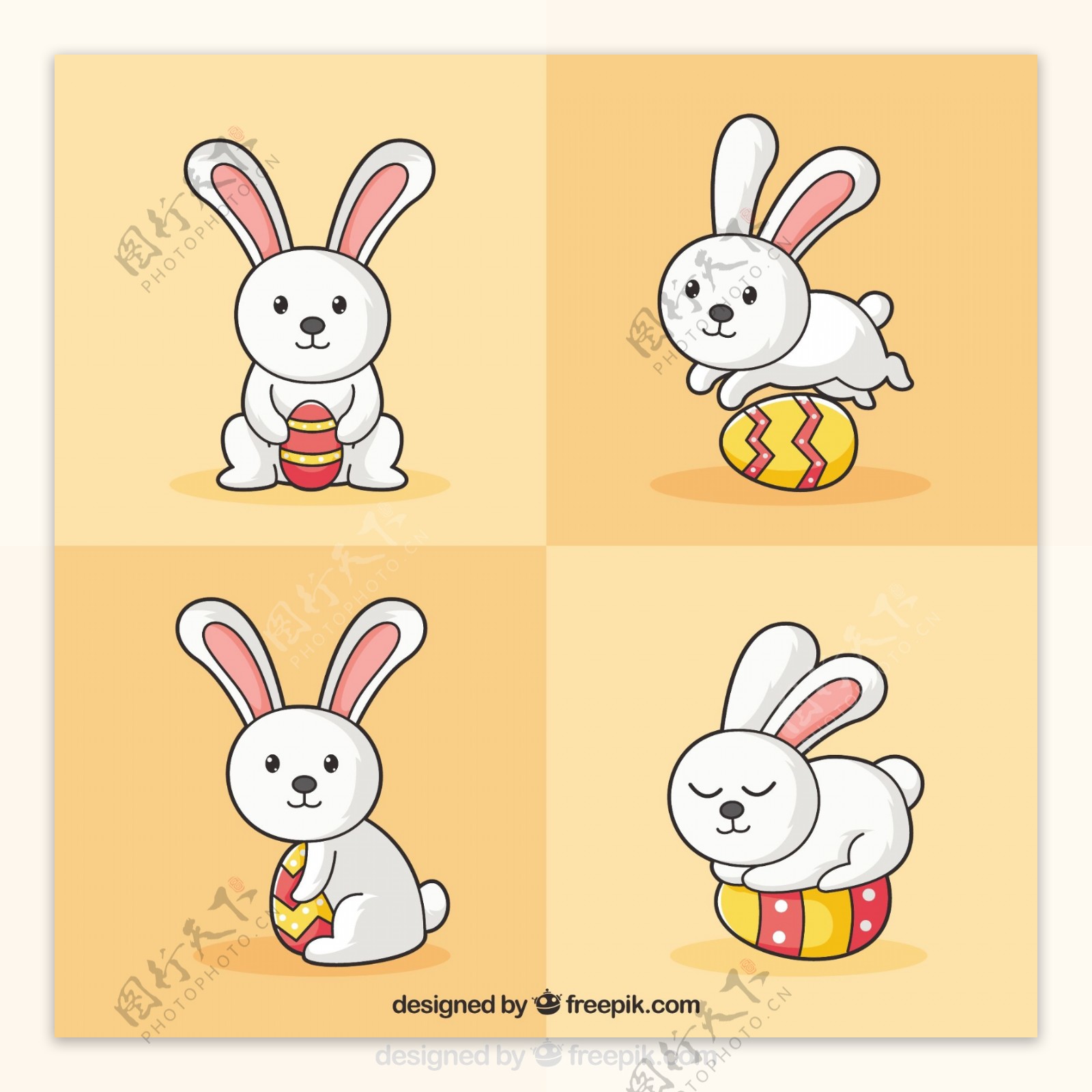 一只手拉的兔子和一个复活节的蛋