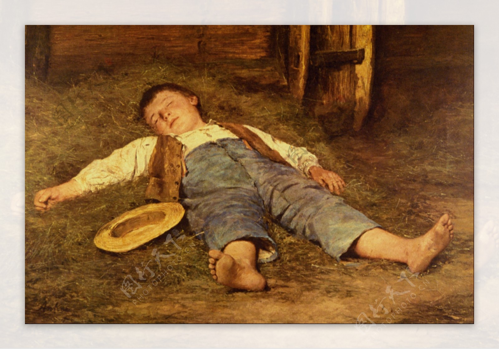 睡觉的小男孩油画写生图片