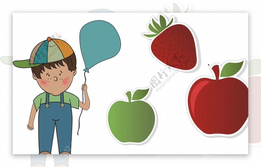 卡通儿童草莓苹果图片