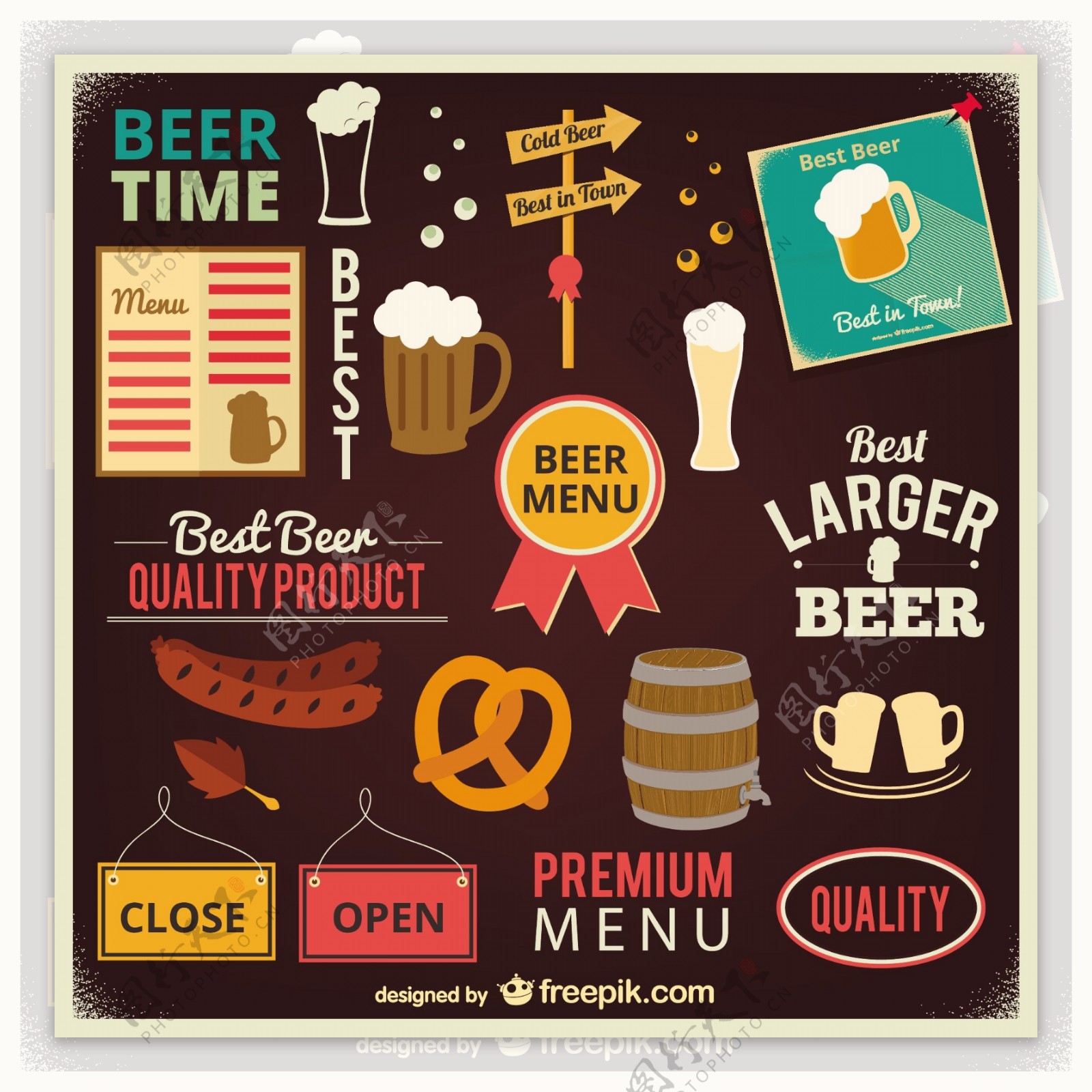 啤酒和酒吧图标收藏